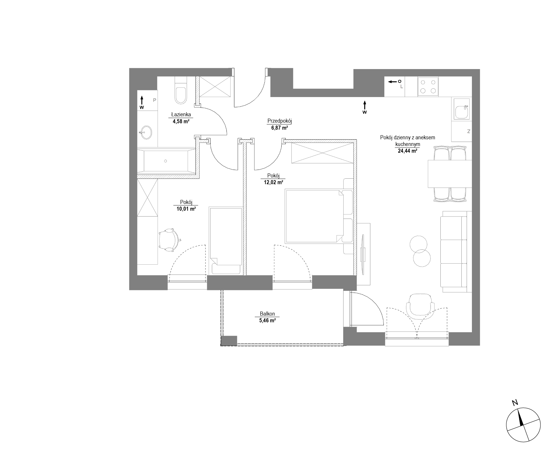 Plan 3 pok. 58m²