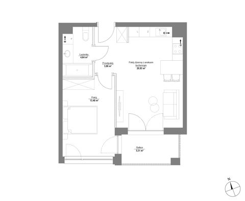 Plan 2 pok. 43m²