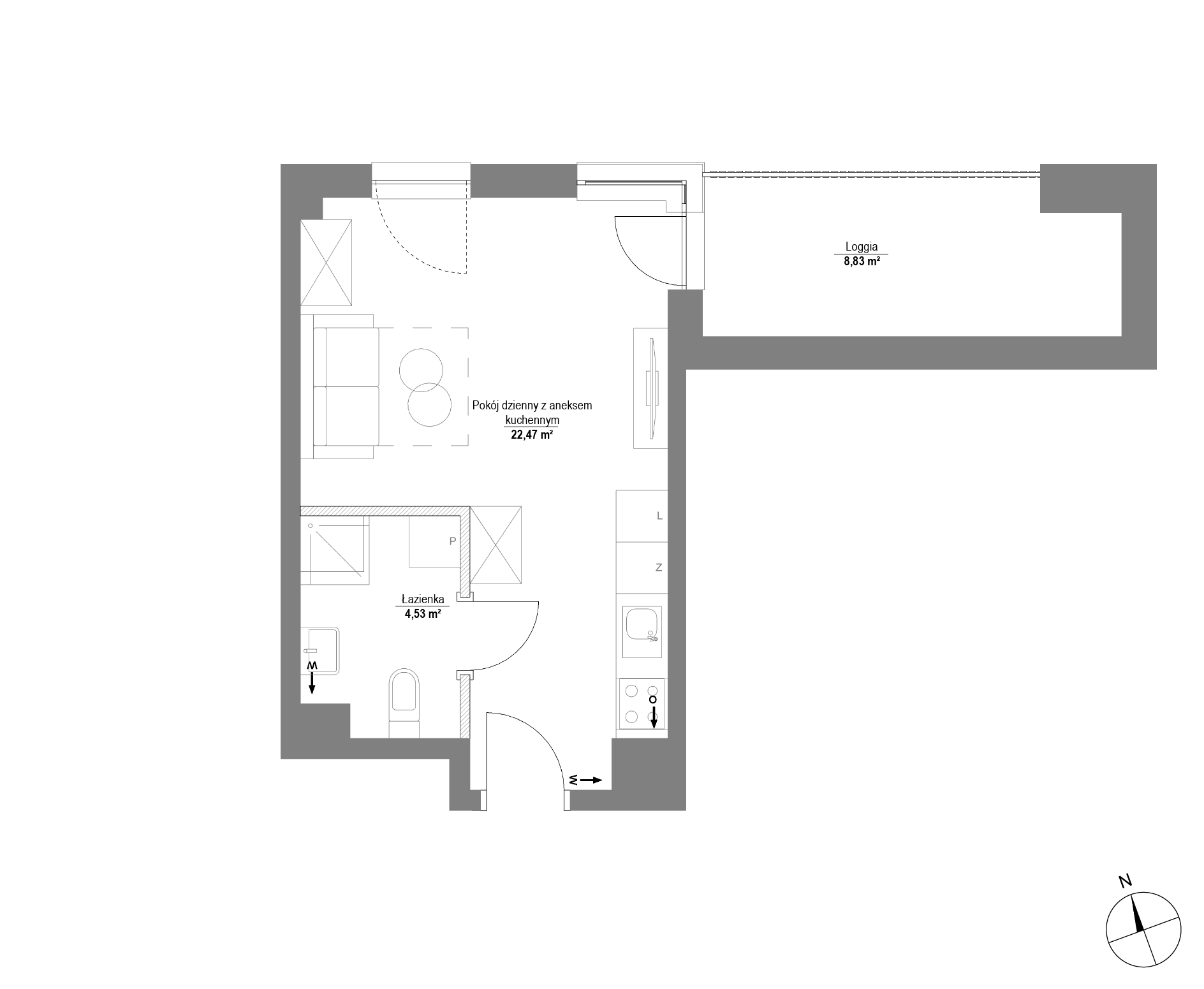 Plan 1 pok. 27m²