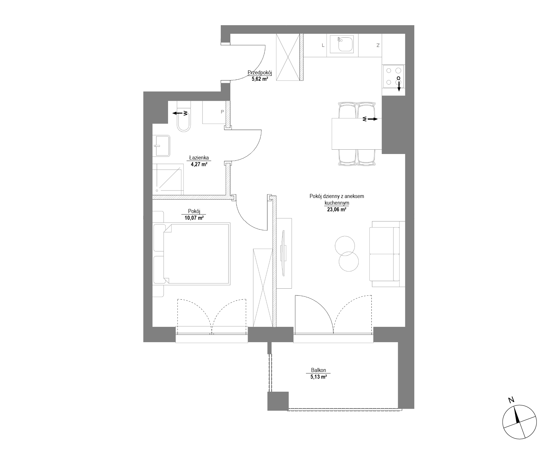 Plan 2 pok. 43m²