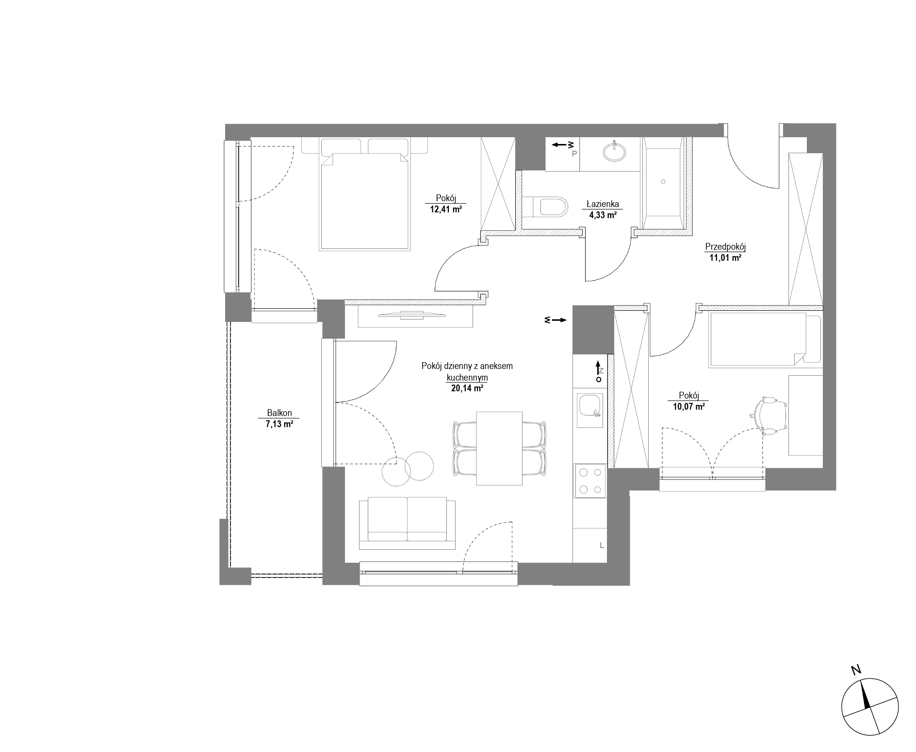 Plan 3 pok. 58m²