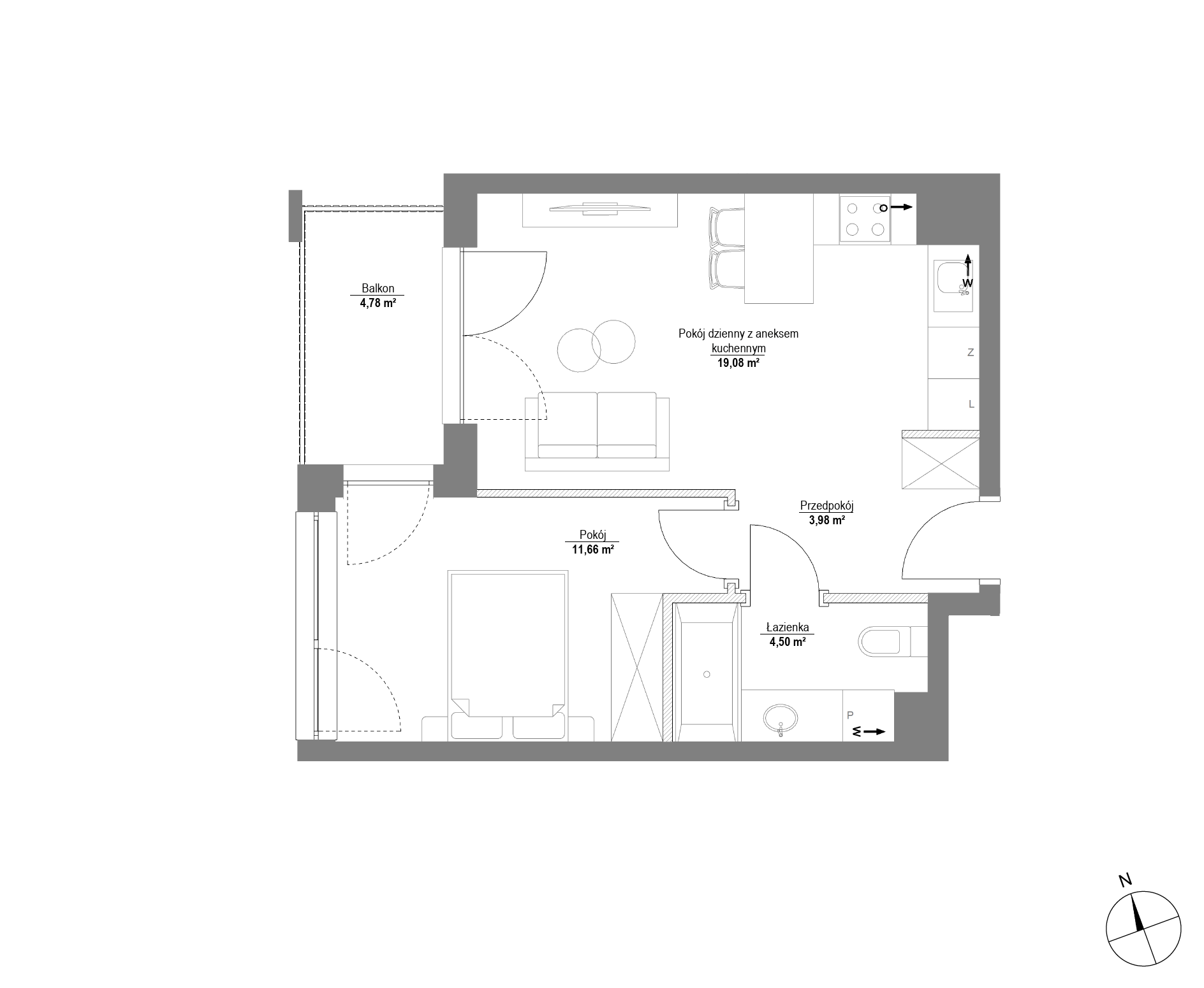 Plan 2 pok. 39m²