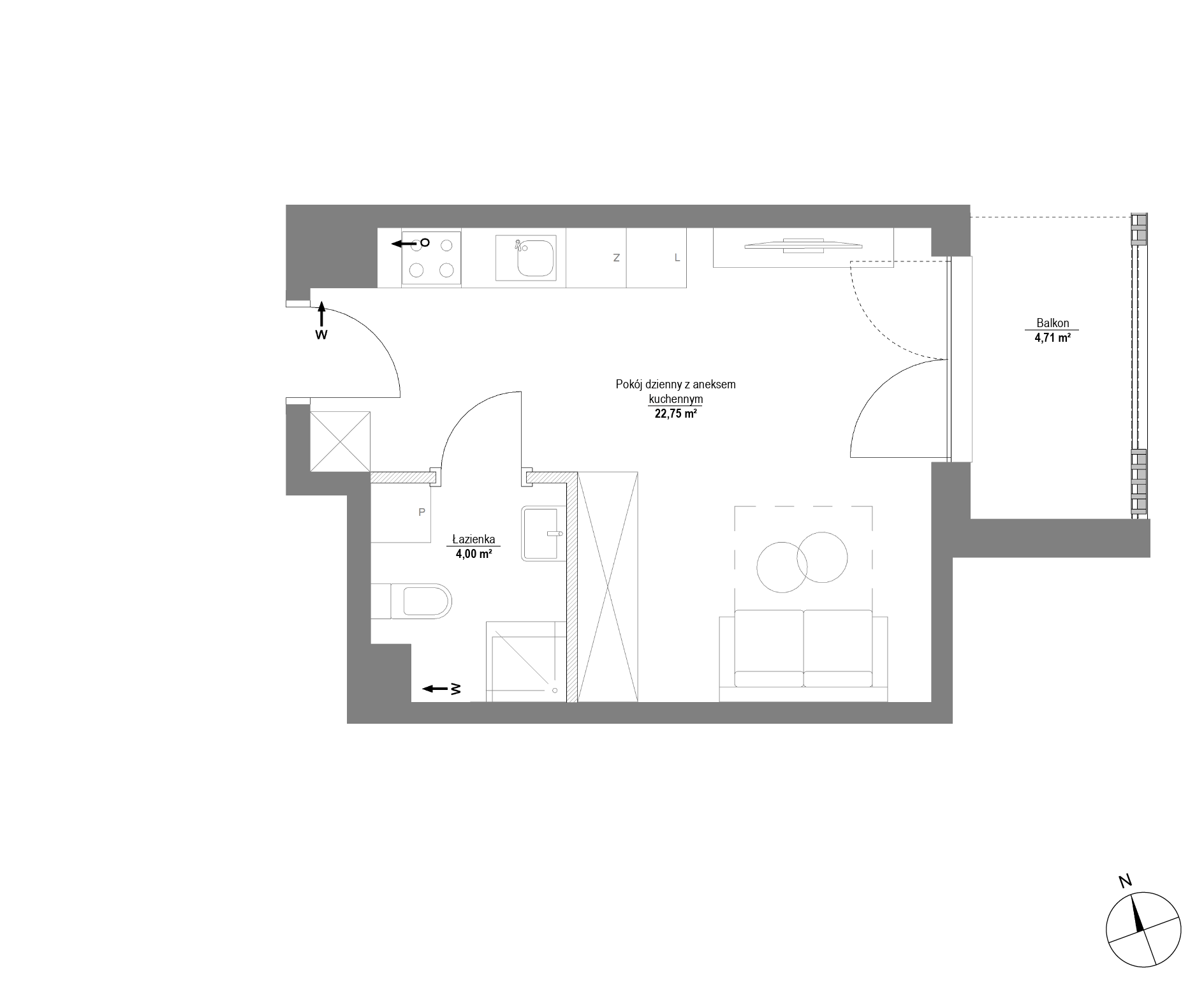 Plan 1 pok. 27m²