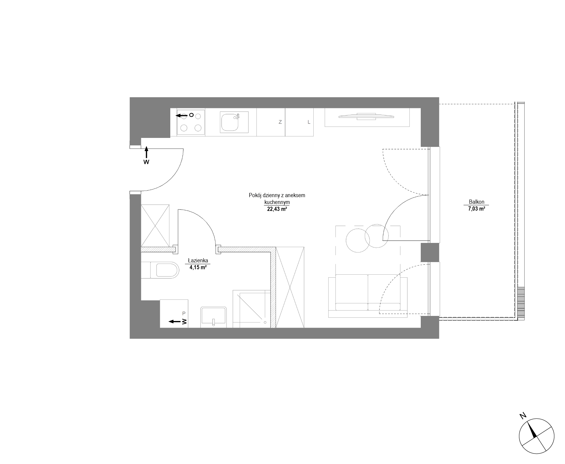 Plan 1 pok. 27m²