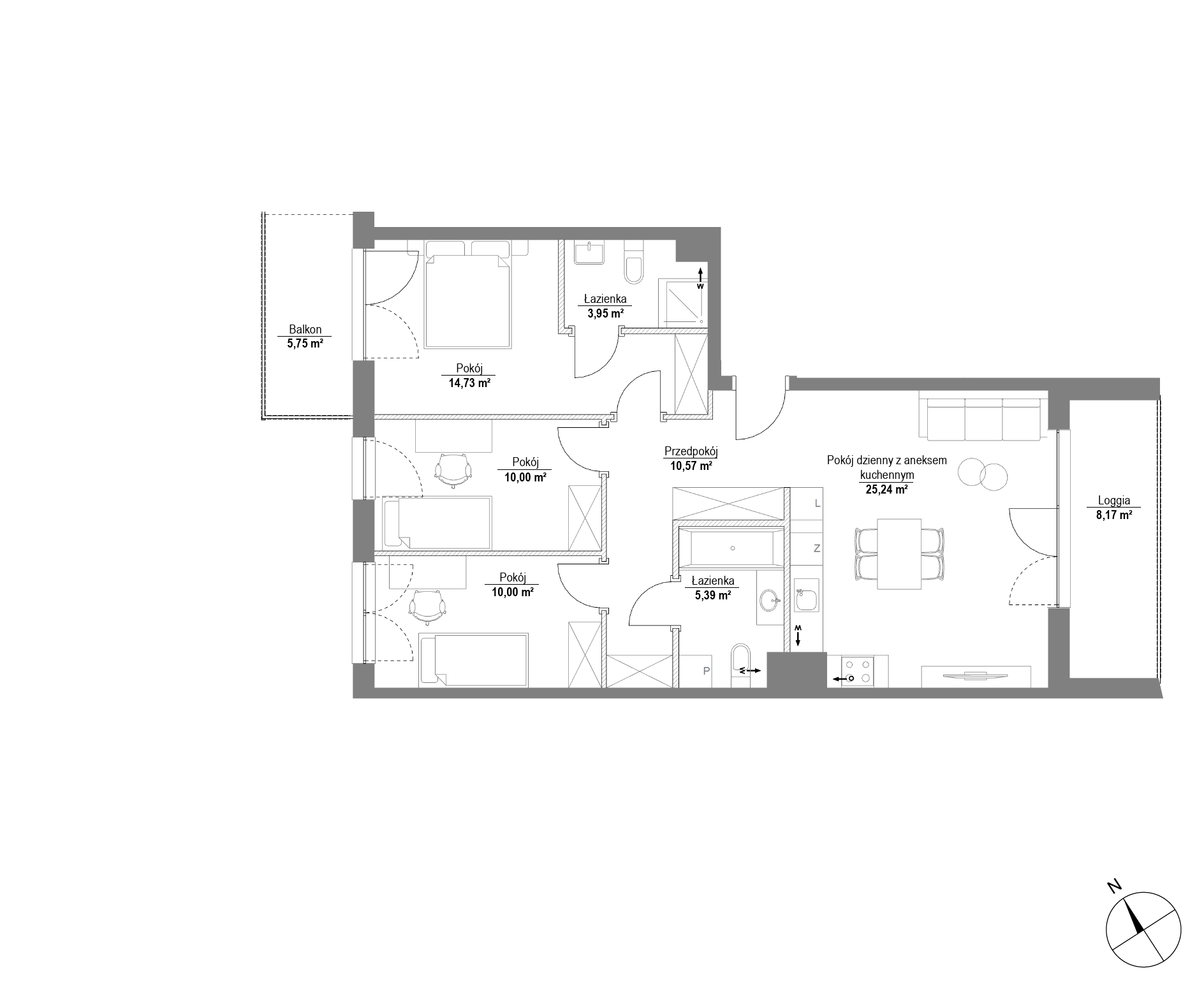 Plan 4 pok. 80m²