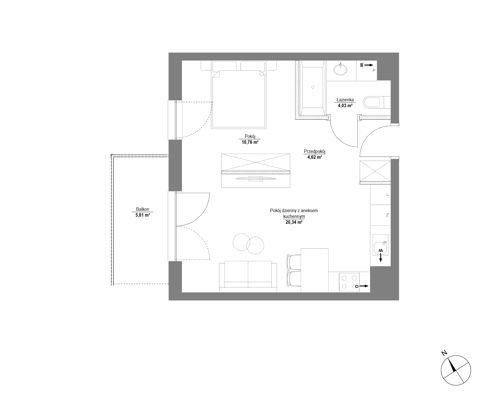 Plan 1 pok. 40m²