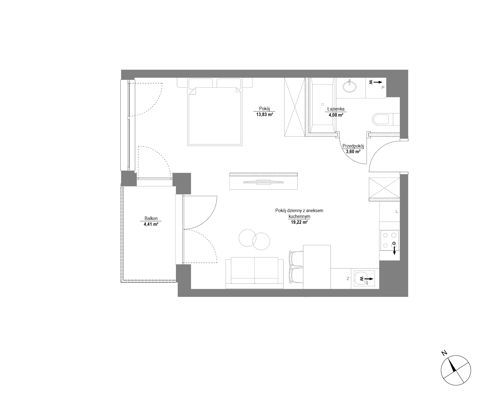Plan 1 pok. 41m²