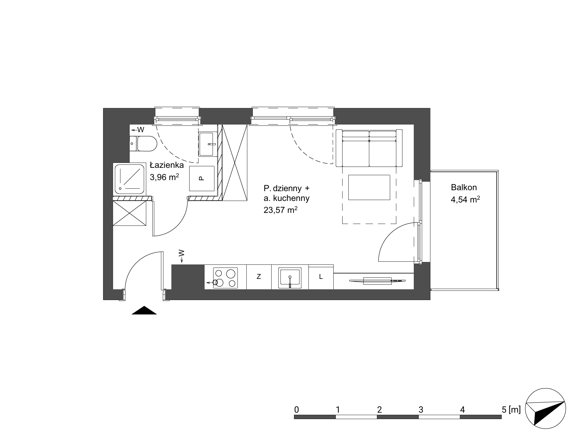 Plan 1 pok. 28m²