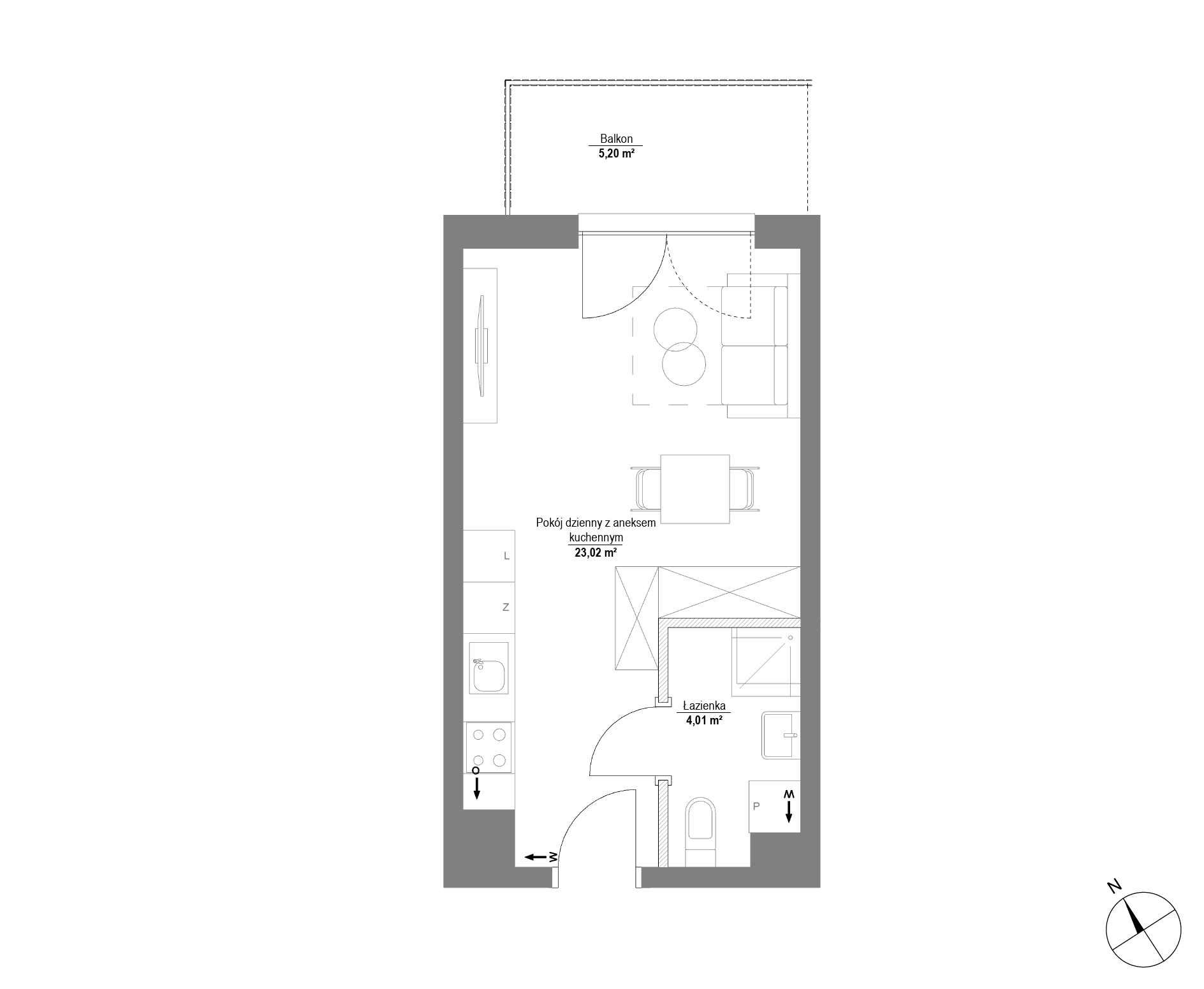 Plan 1 pok. 27m²