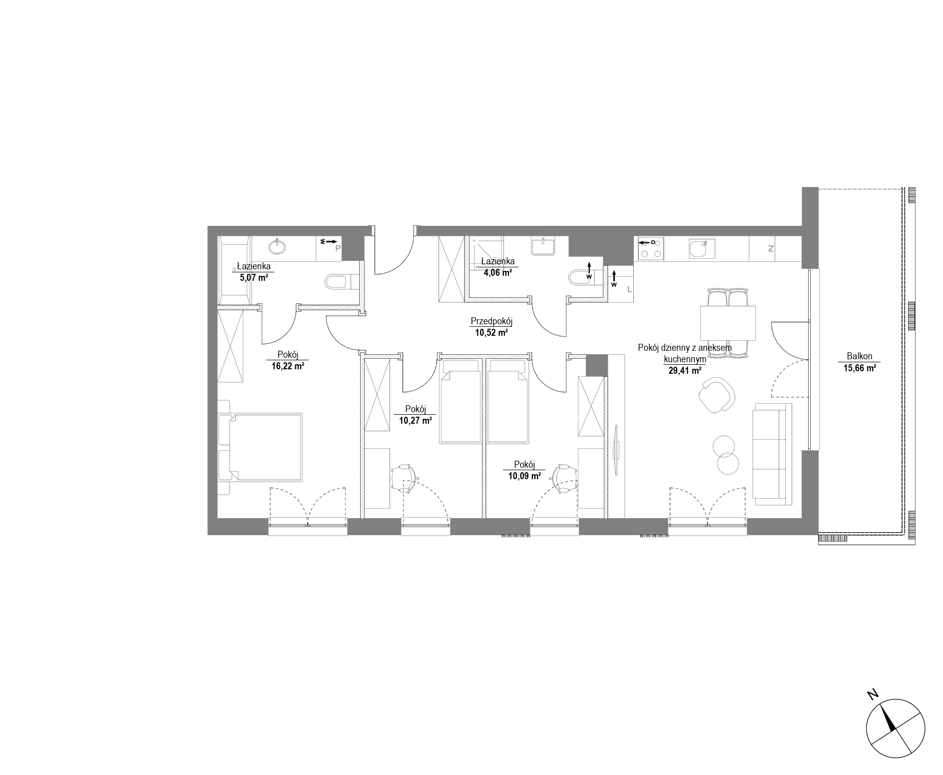 Plan 4 pok. 86m²