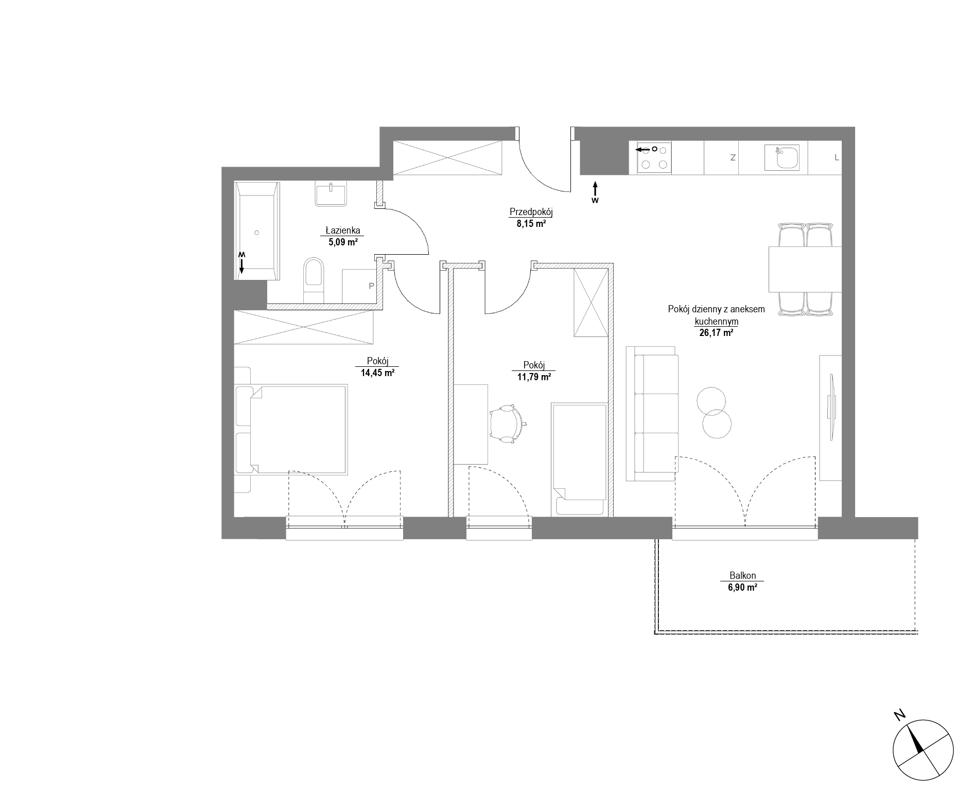 Plan 3 pok. 66m²