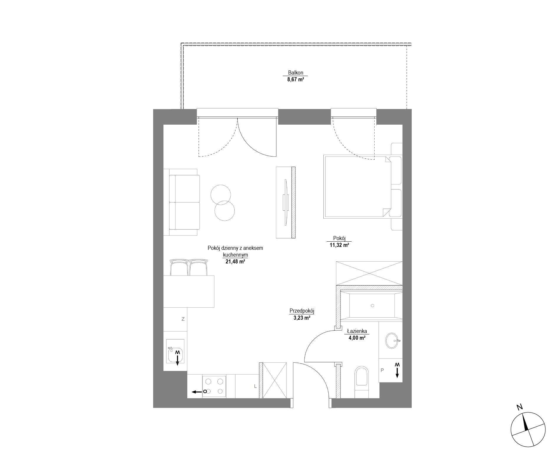 Plan 1 pok. 40m²