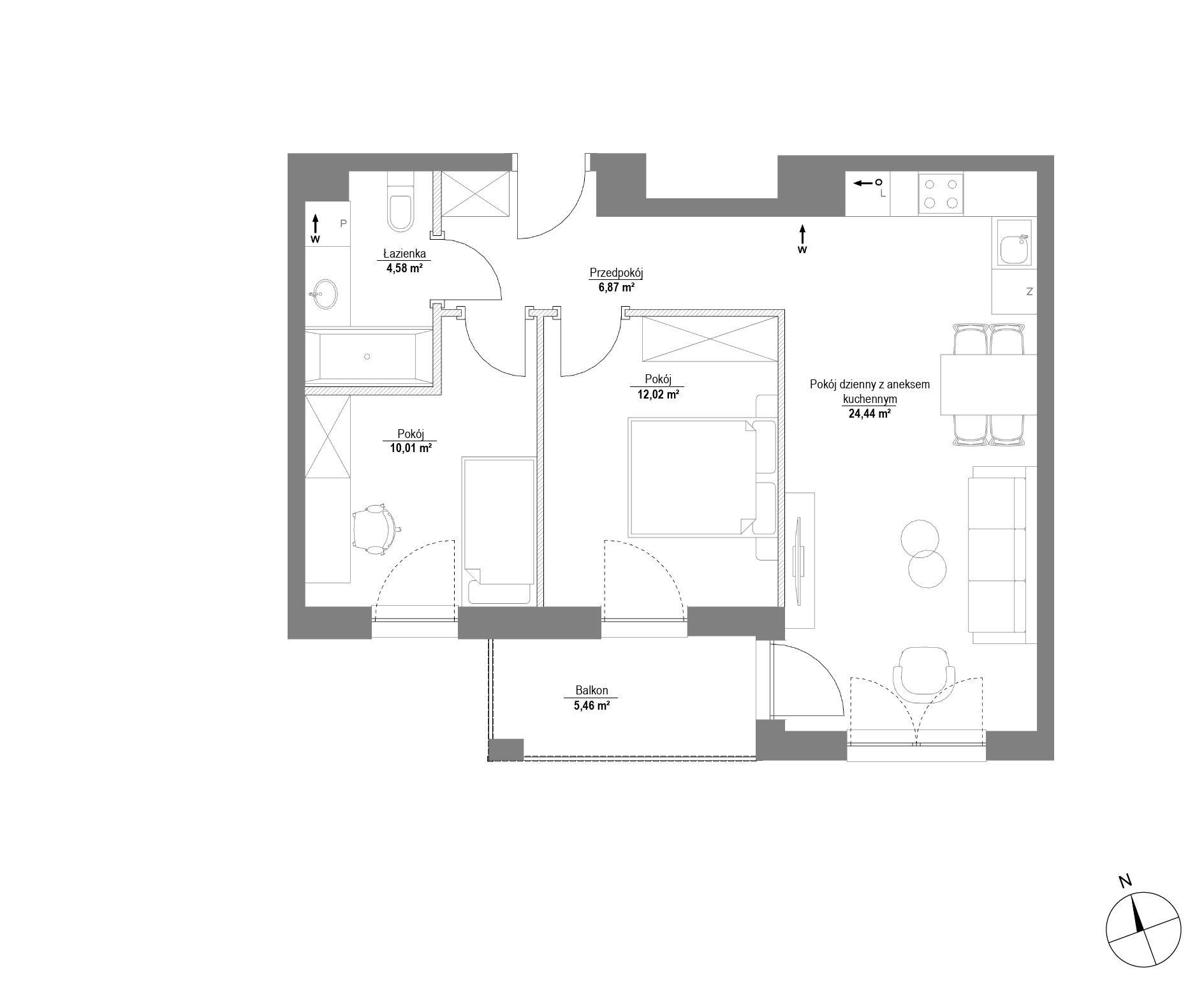 Plan 3 pok. 58m²