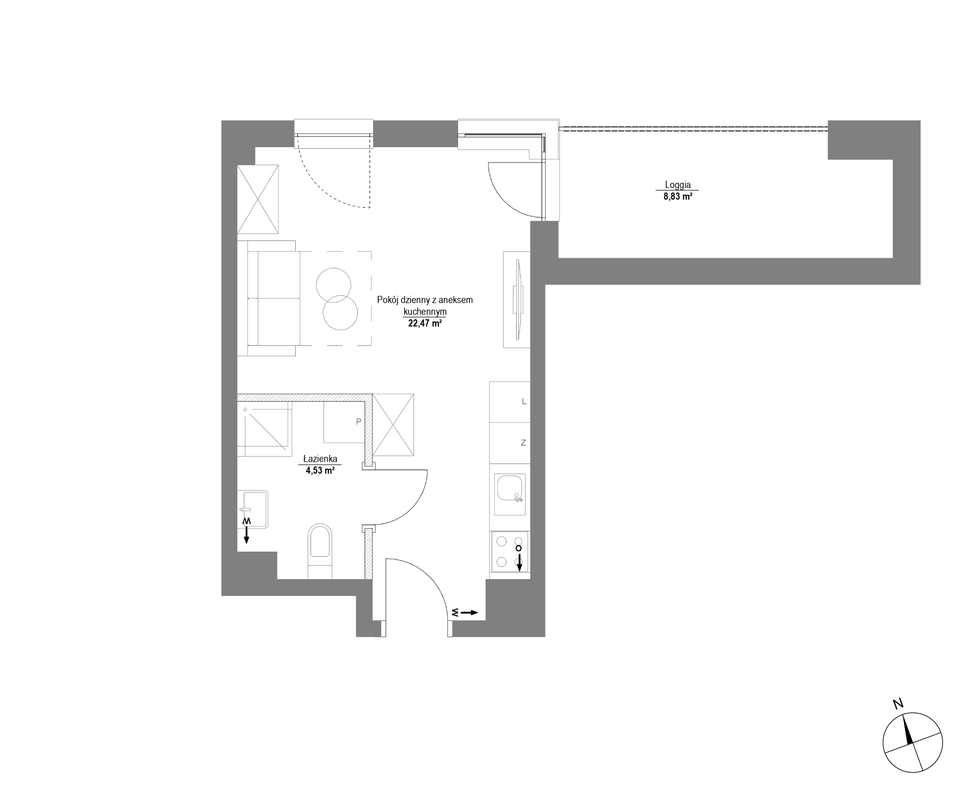 Plan 1 pok. 27m²