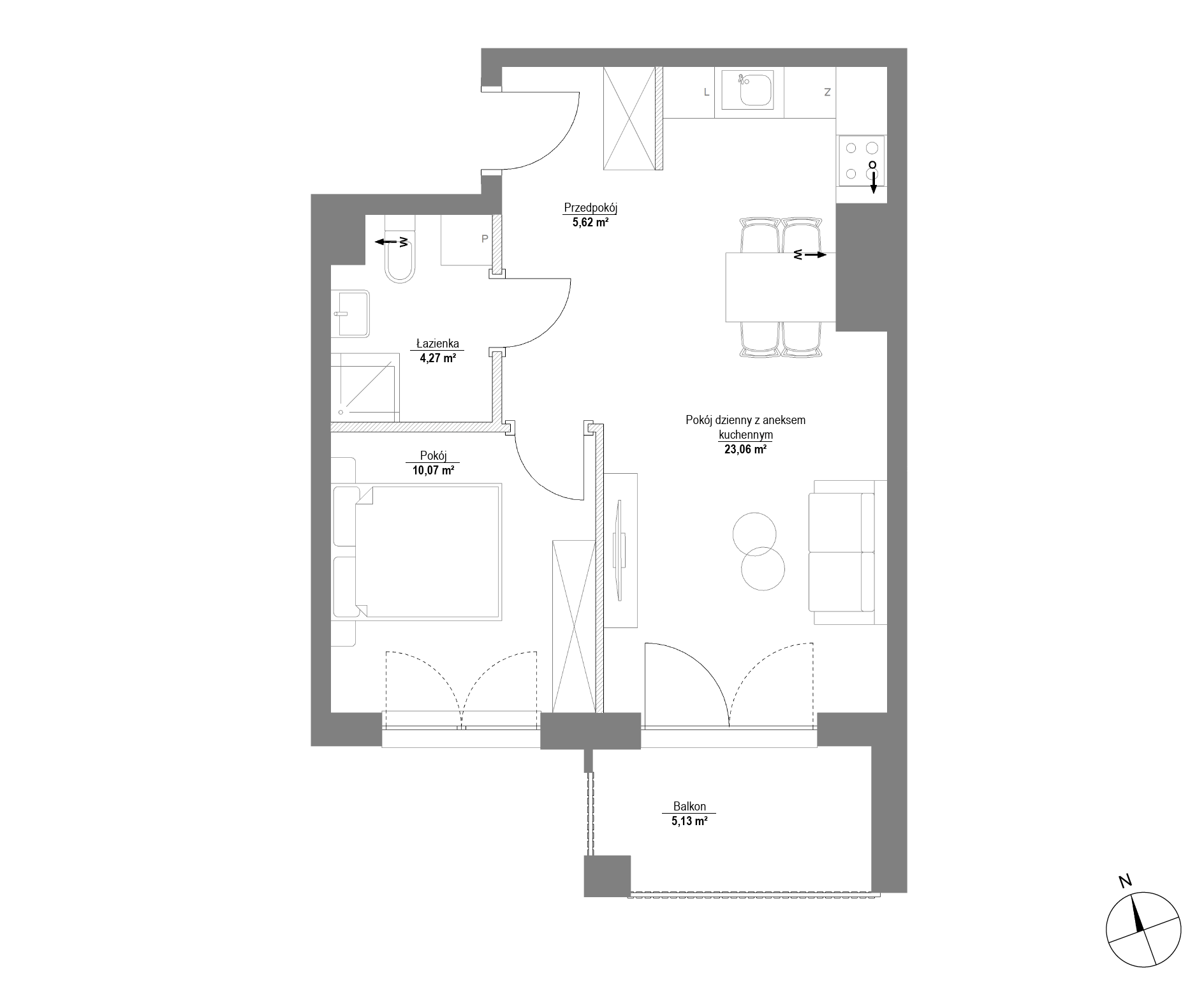 Plan 2 pok. 43m²