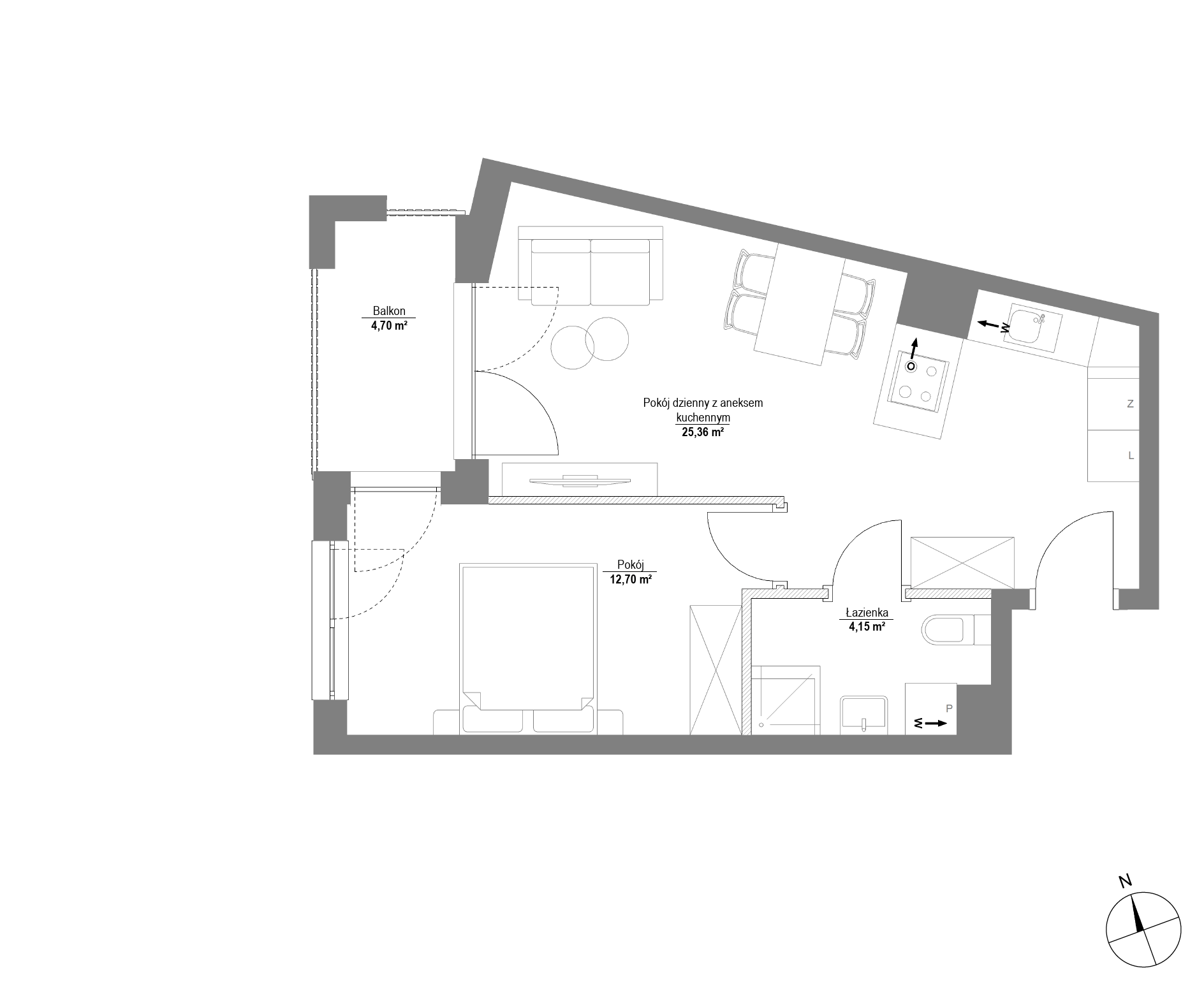 Plan 2 pok. 42m²