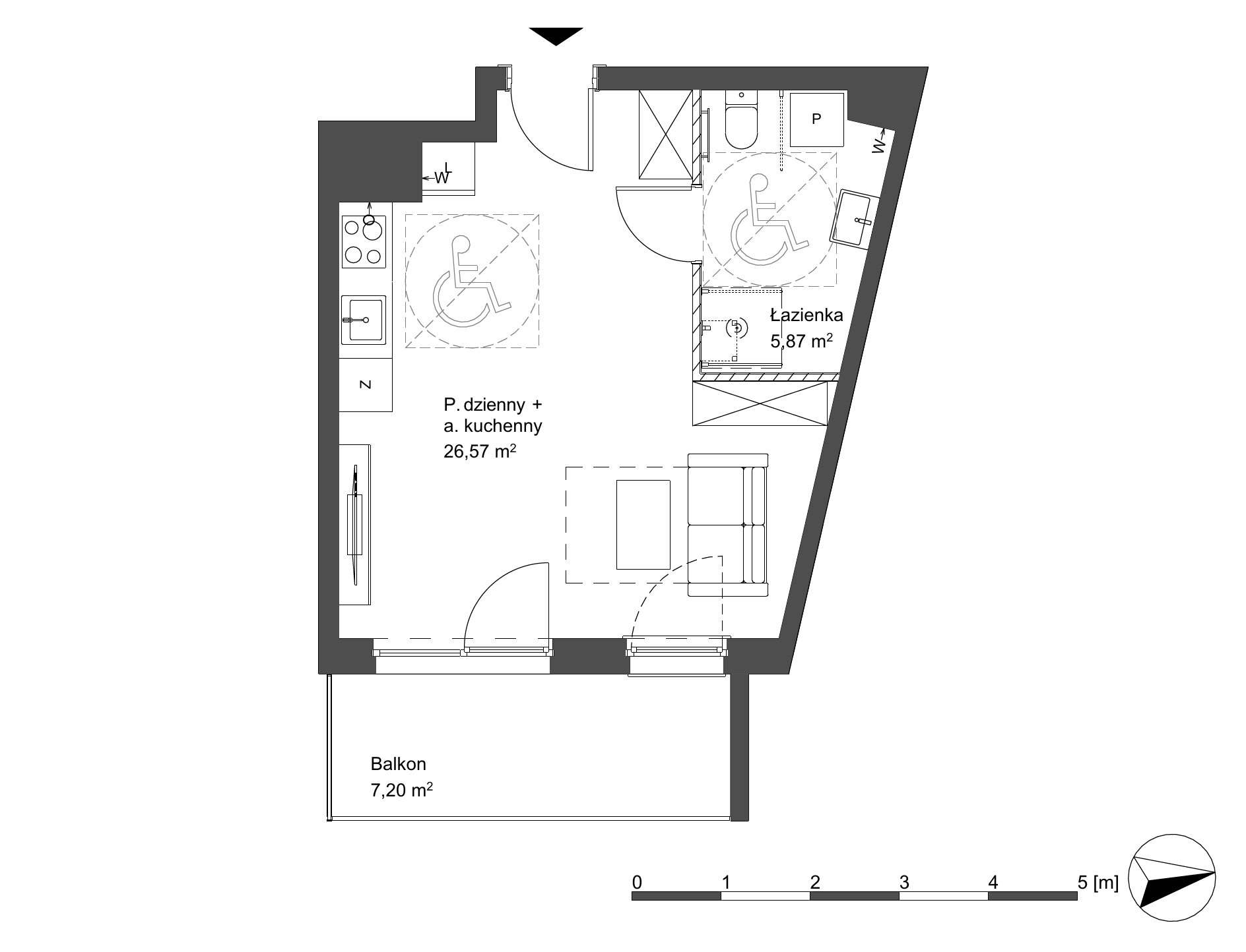 Plan 1 pok. 32m²