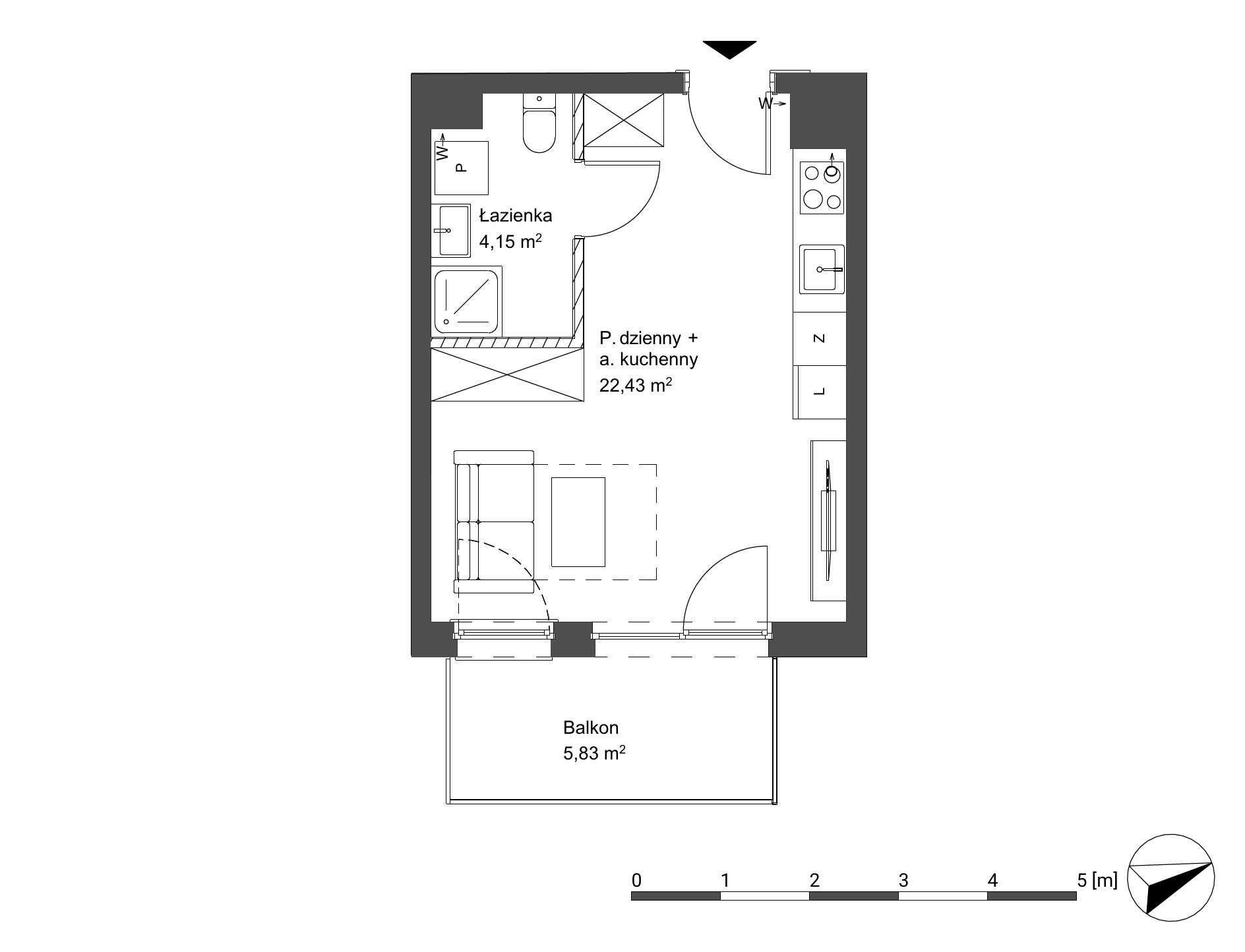 Plan 1 pok. 27m²