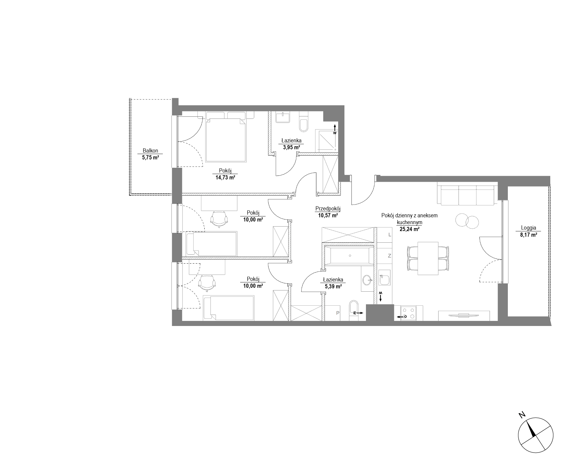 Plan 4 pok. 80m²
