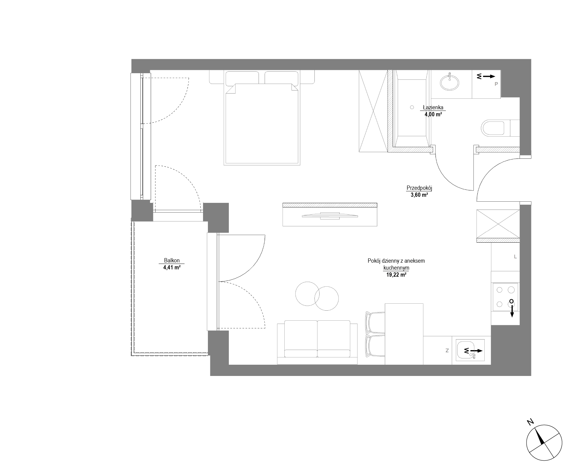 Plan 1 pok. 41m²