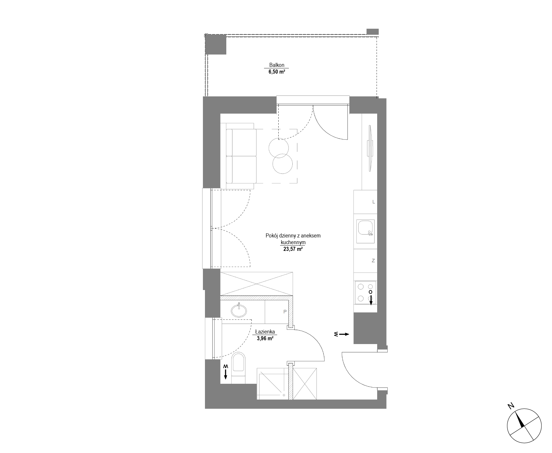 Plan 1 pok. 28m²