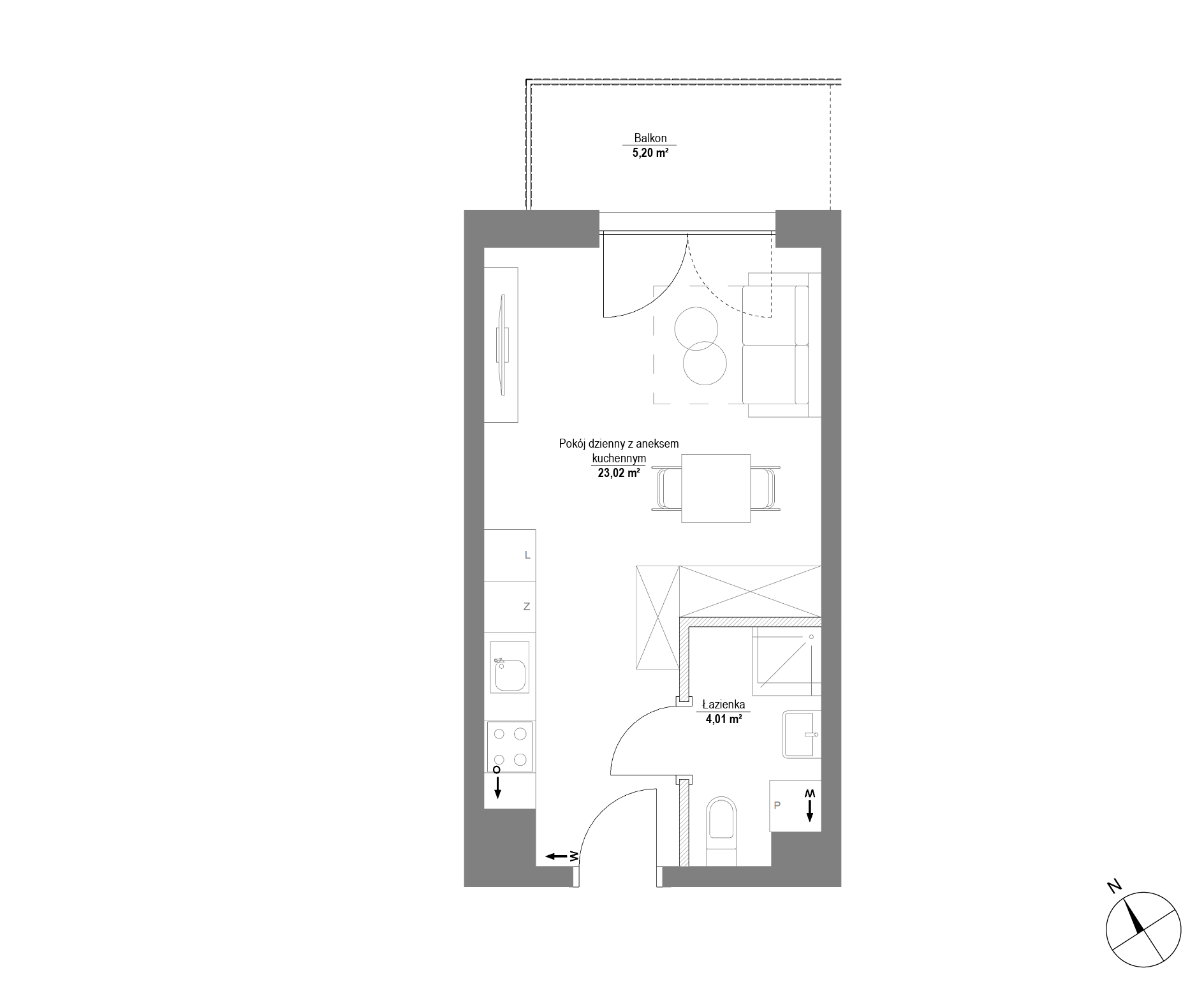 Plan 1 pok. 27m²