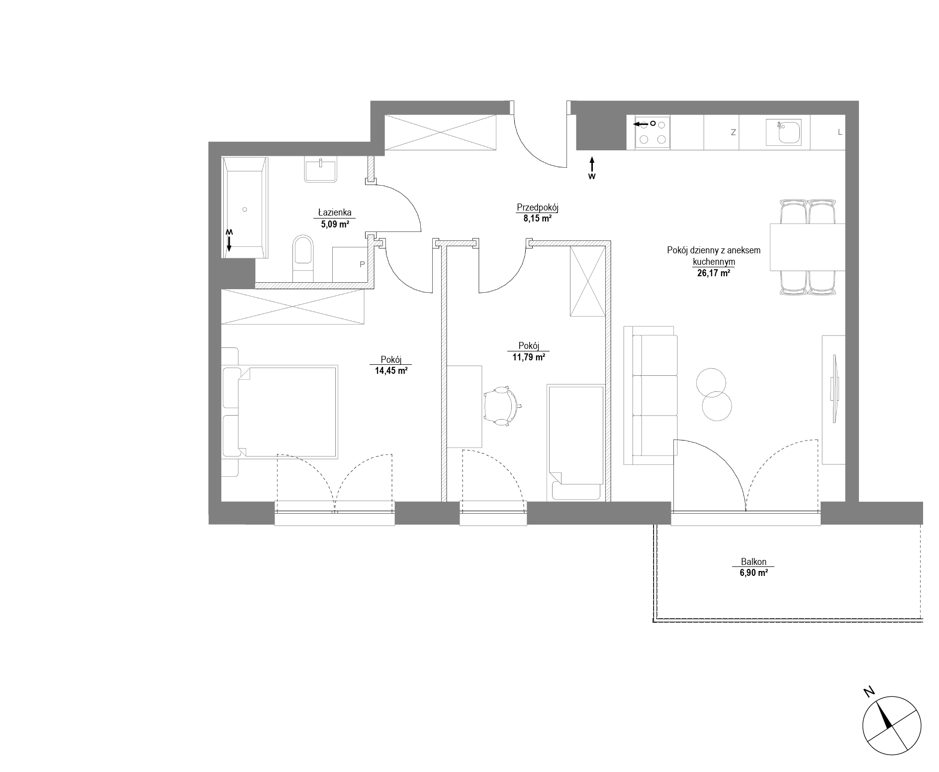Plan 3 pok. 66m²