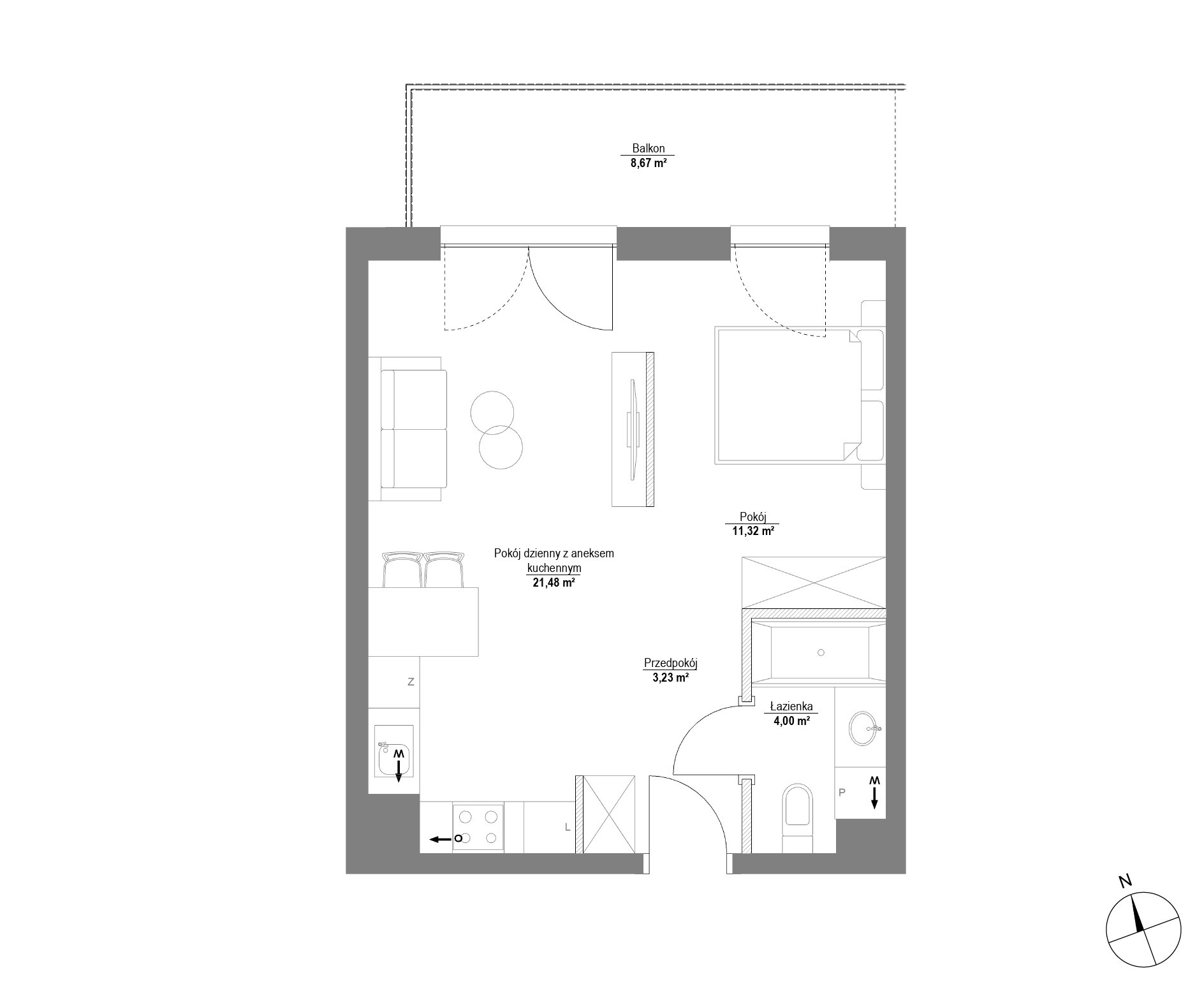 Plan 1 pok. 40m²