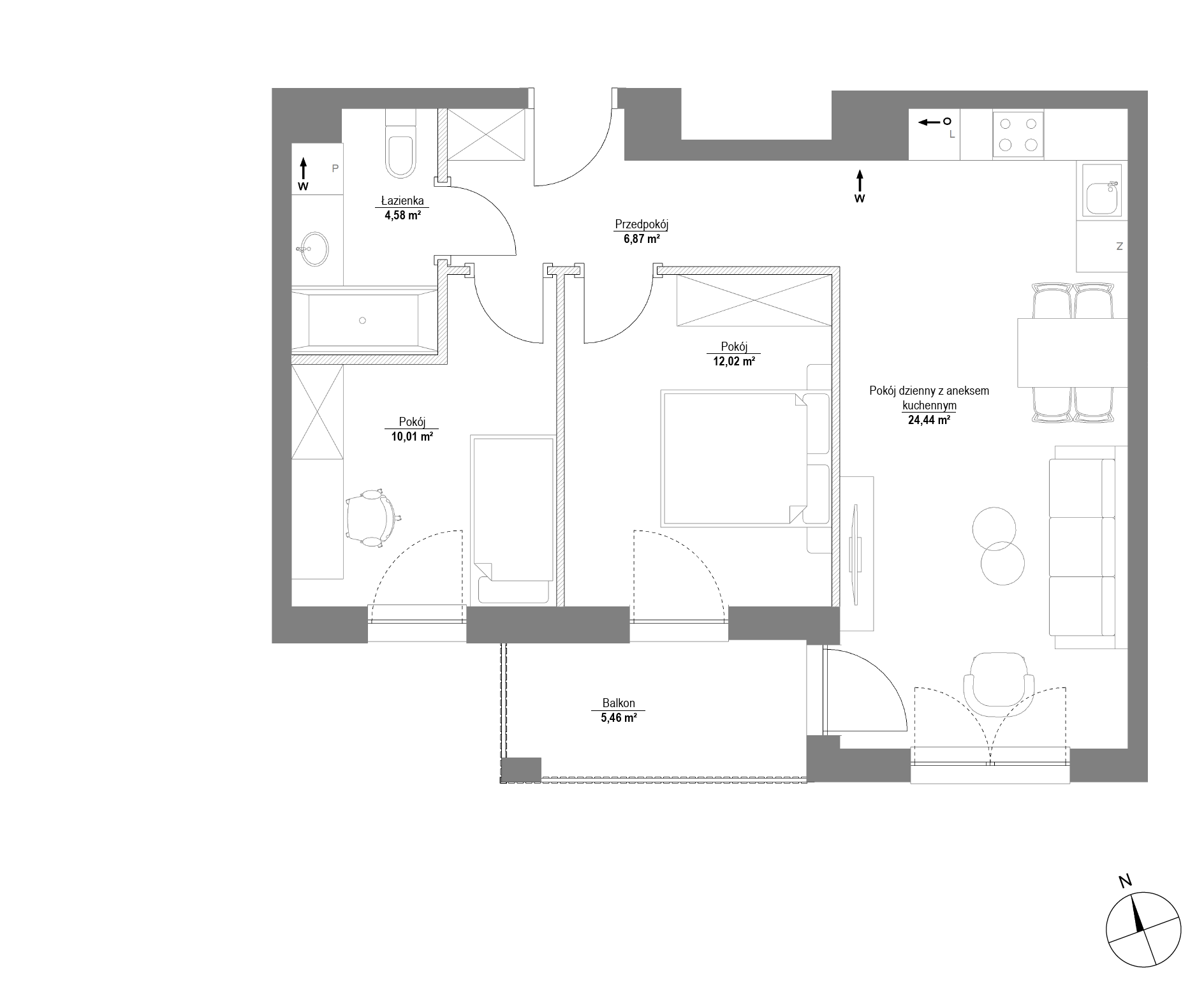 Plan 3 pok. 58m²