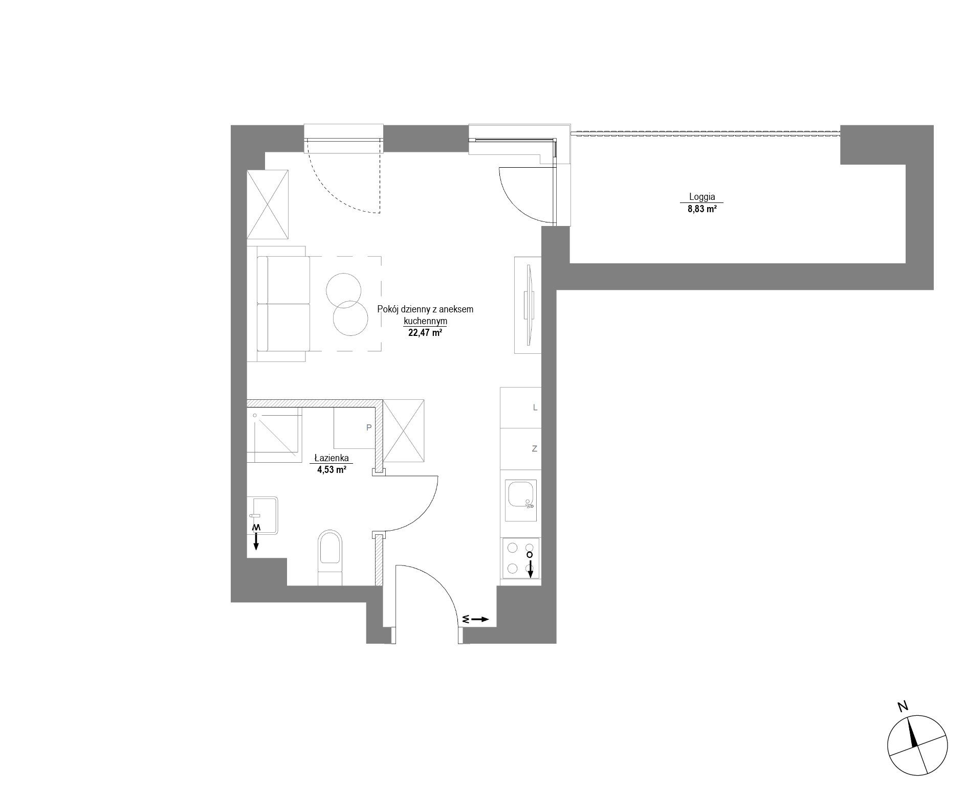 Plan 1 pok. 27m²