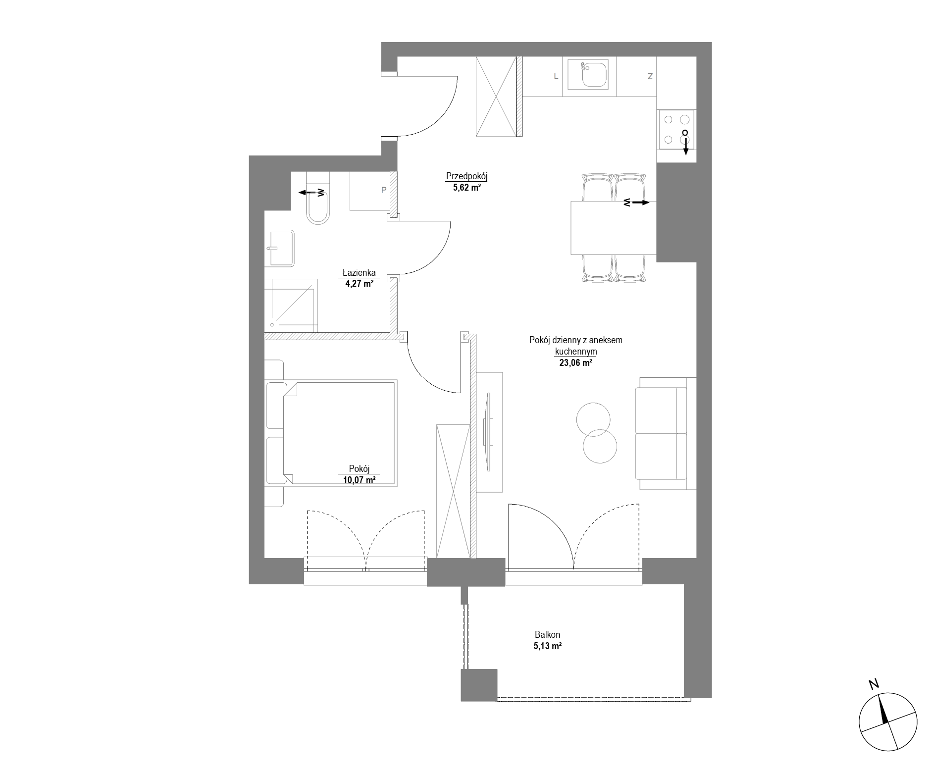 Plan 2 pok. 43m²
