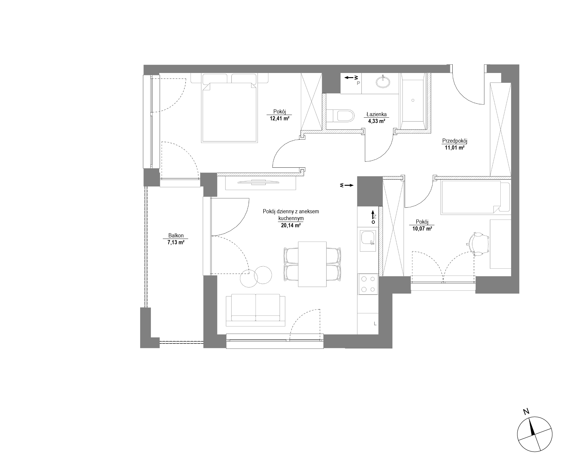 Plan 3 pok. 58m²