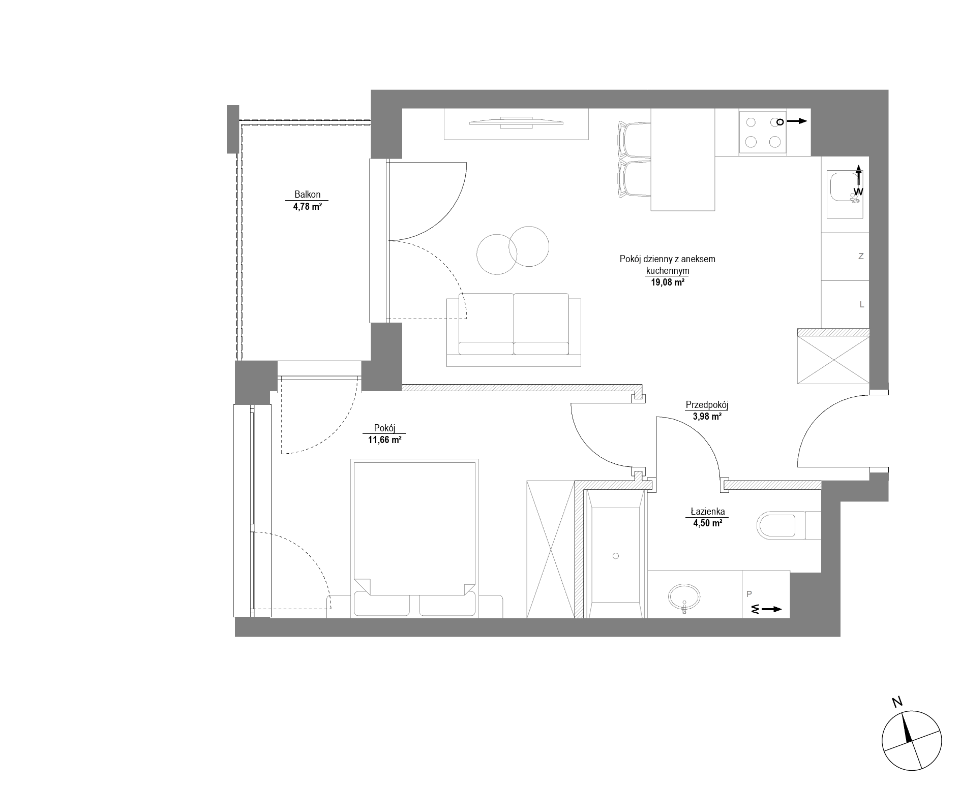 Plan 2 pok. 39m²