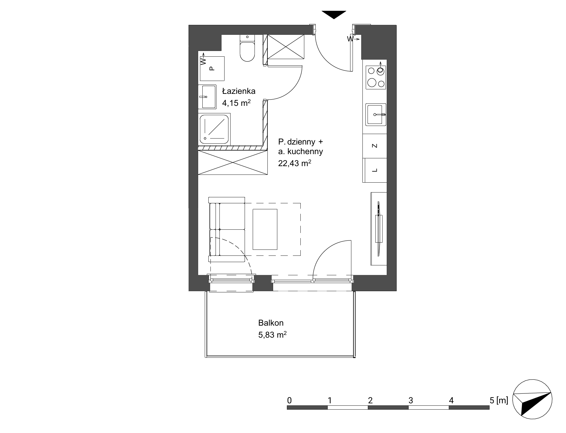 Plan 1 pok. 27m²
