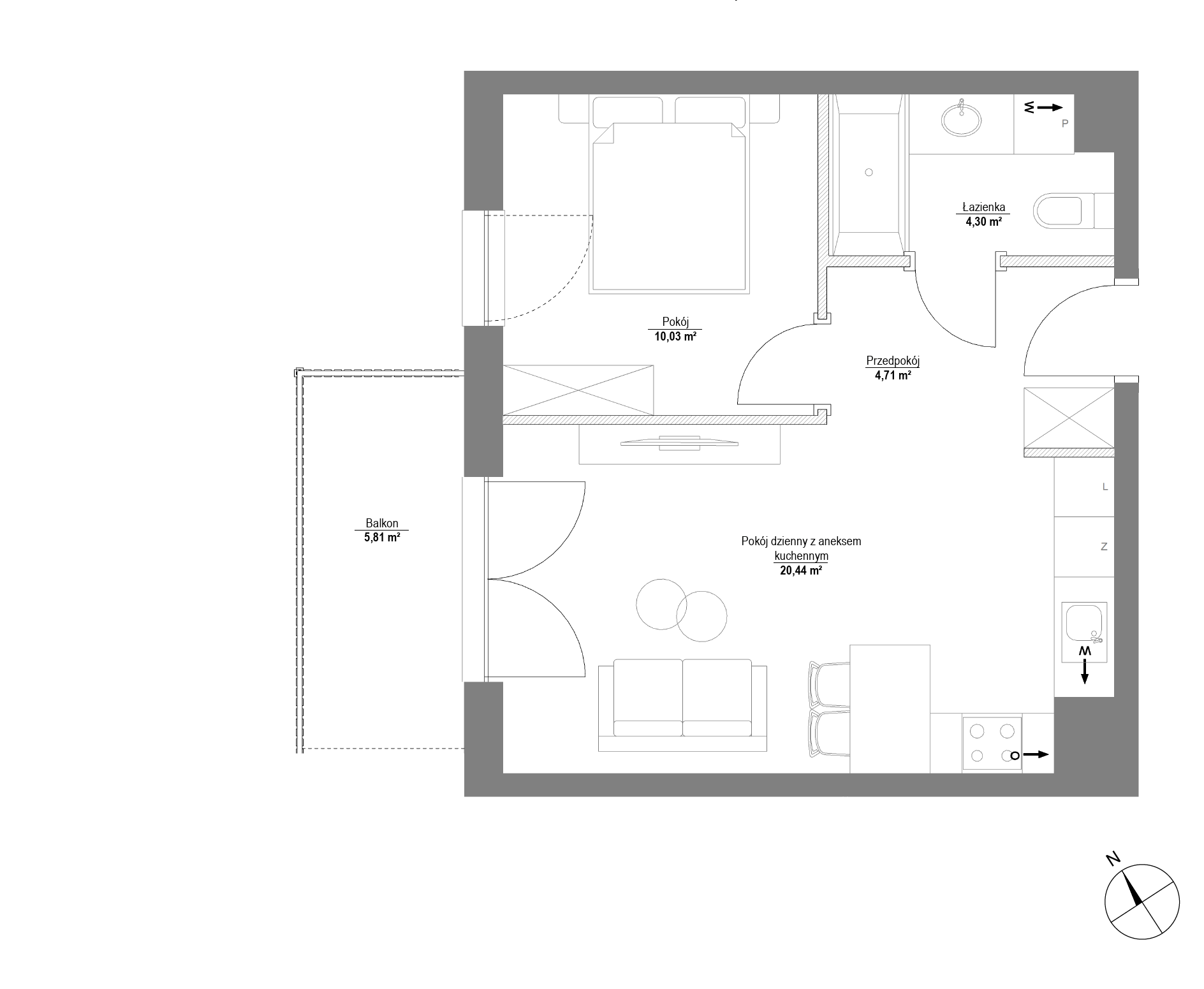 Plan 2 pok. 39m²