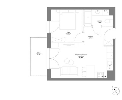 Plan 2 pok. 39m²