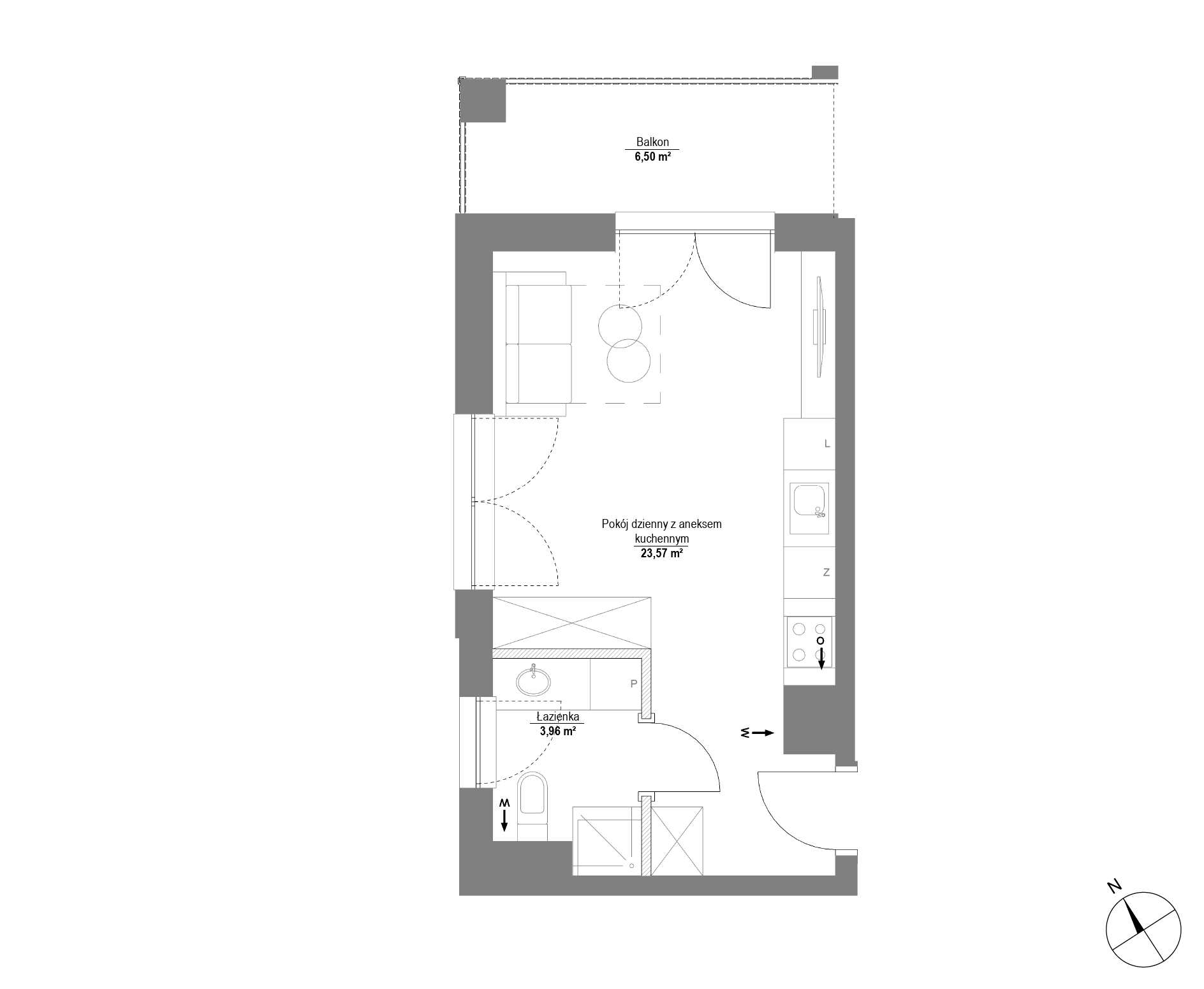 Plan 1 pok. 28m²