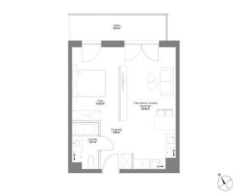 Plan 1 pok. 42m²