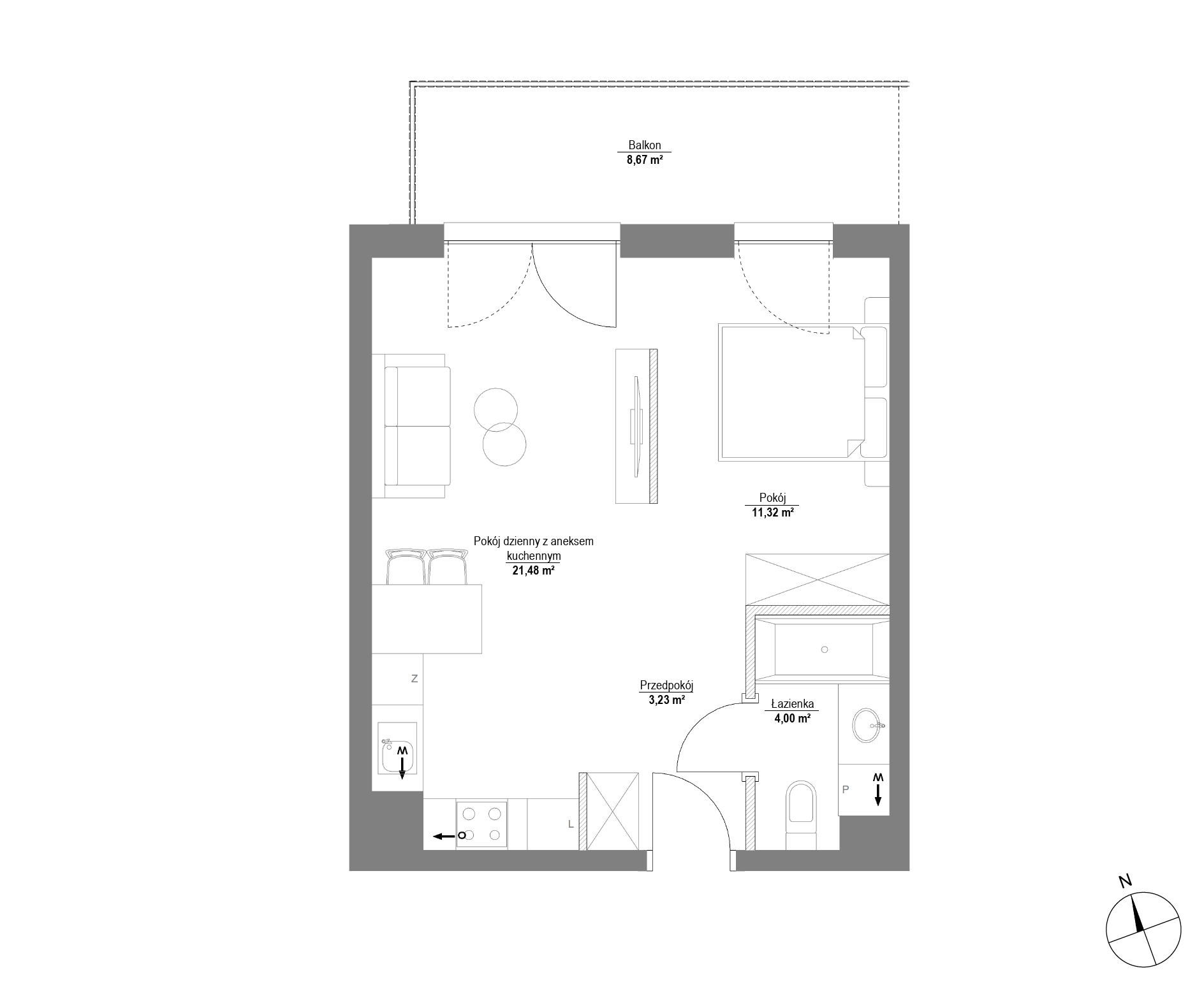 Plan 1 pok. 40m²