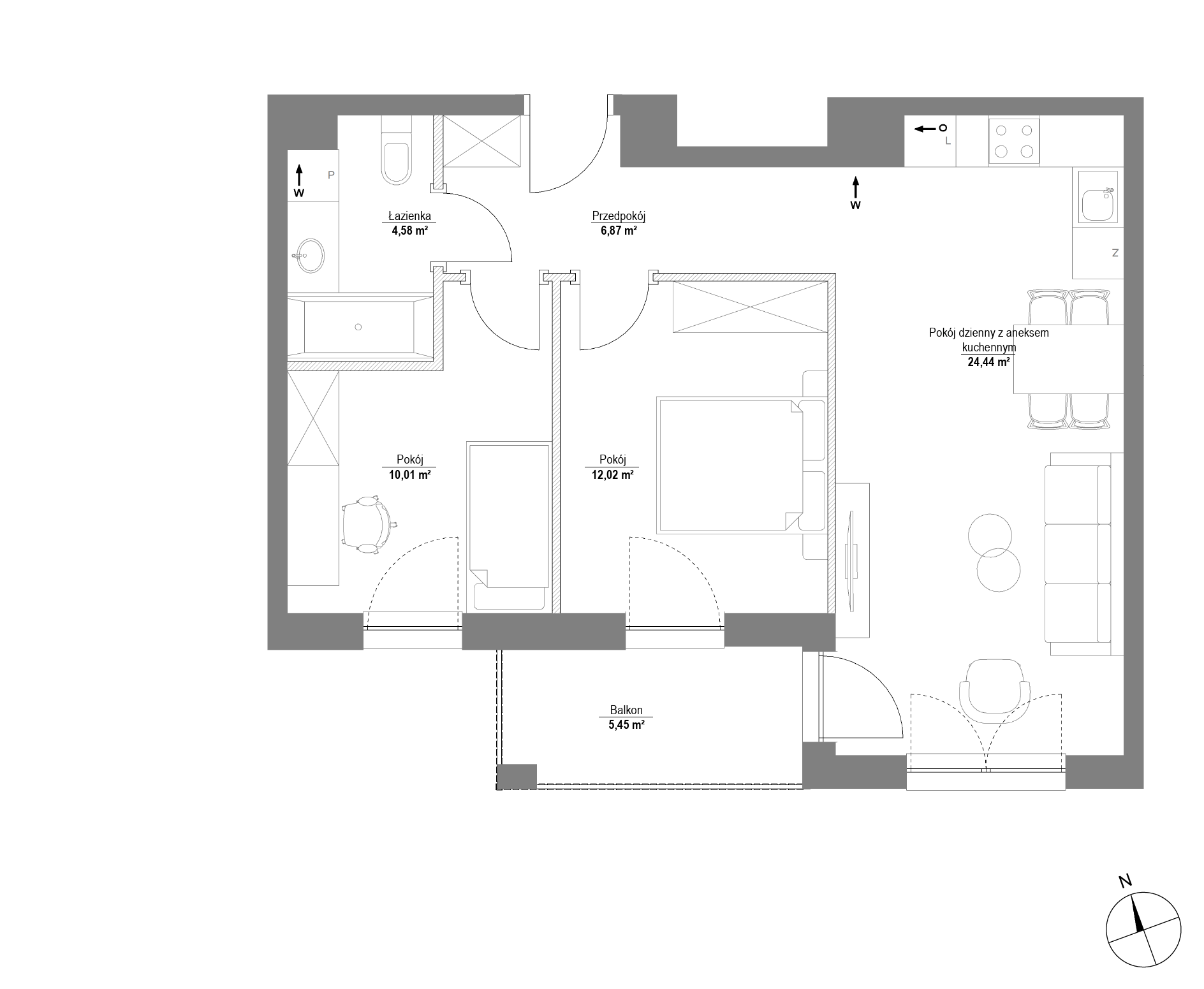 Plan 3 pok. 58m²