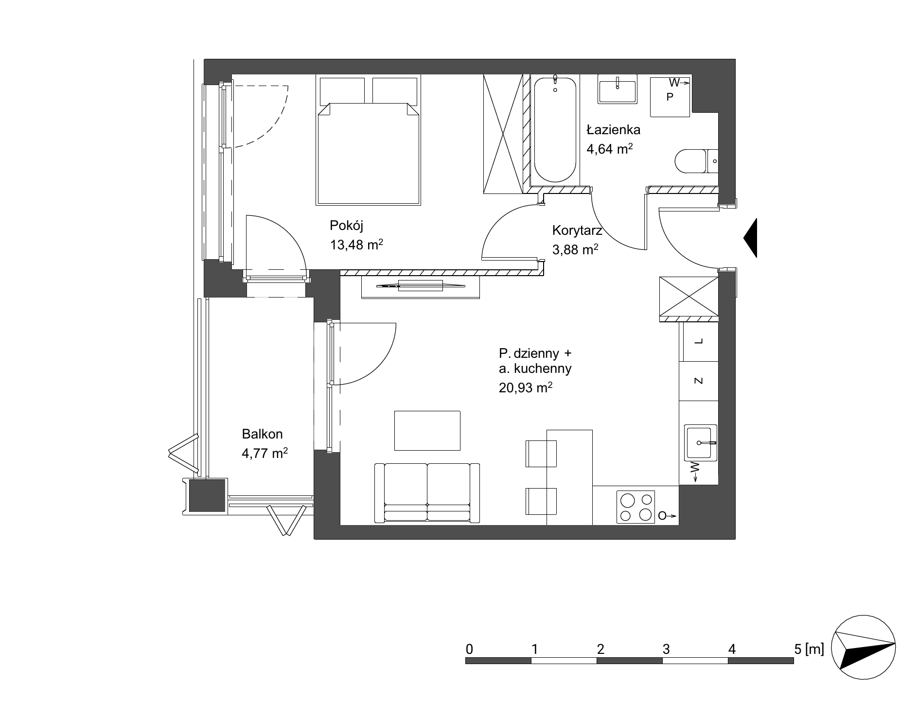 Plan 2 pok. 43m²