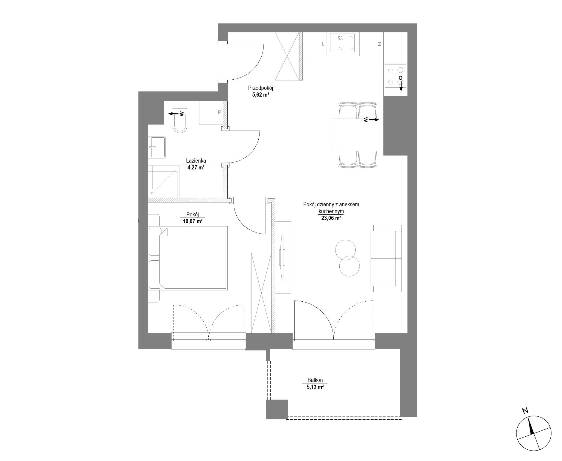 Plan 2 pok. 43m²