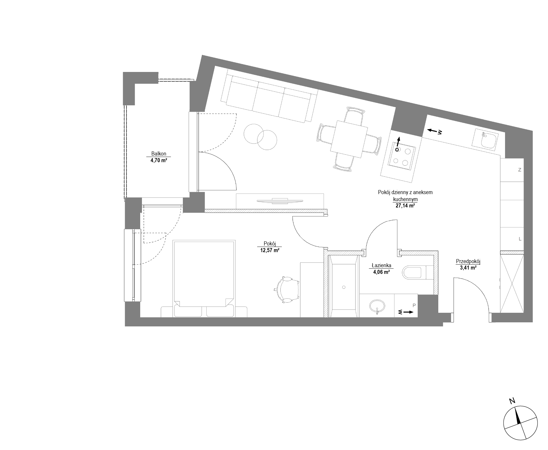 Plan 2 pok. 47m²