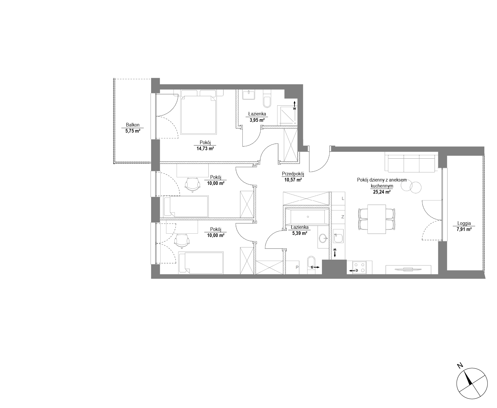 Plan 4 pok. 80m²