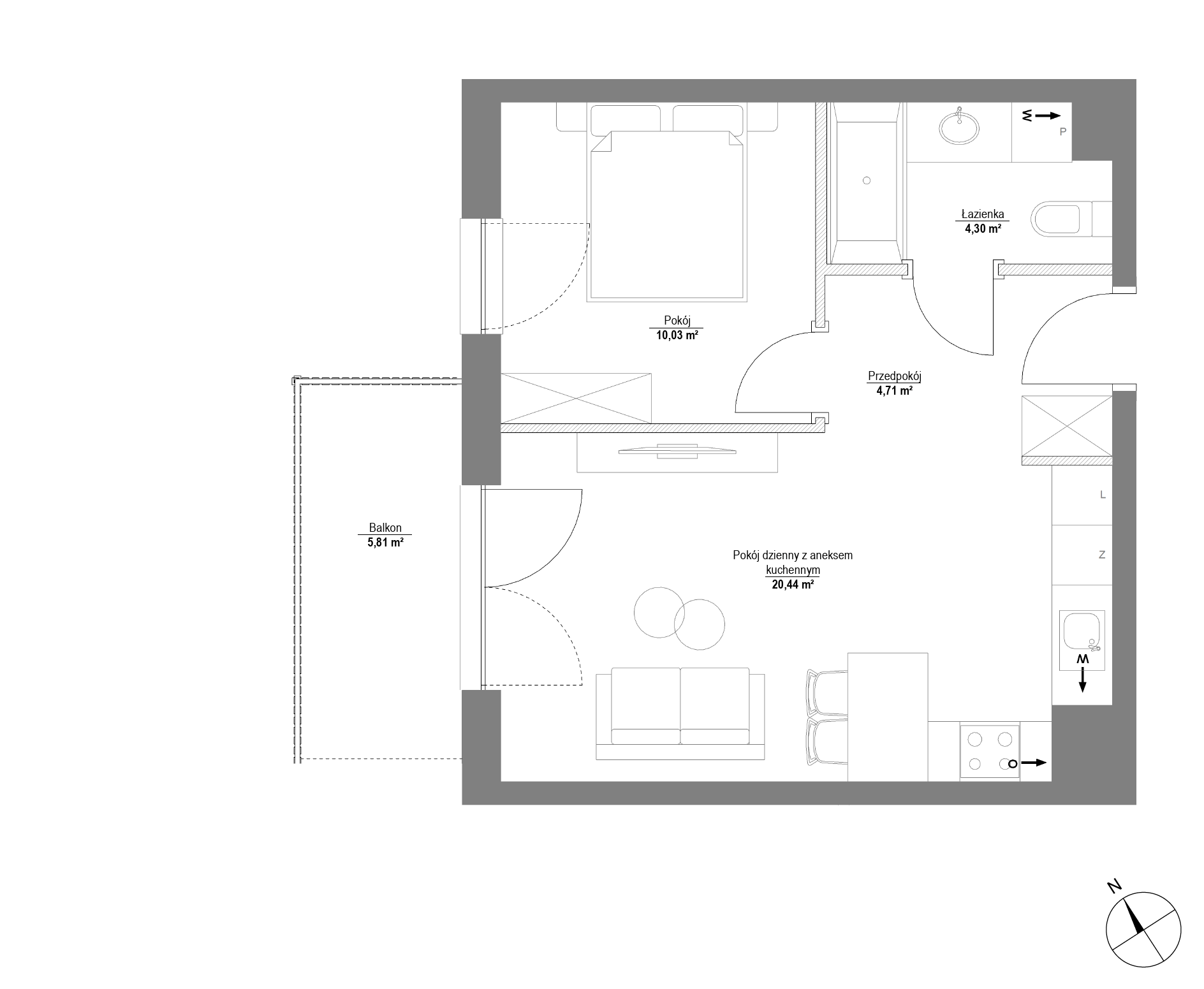 Plan 2 pok. 39m²