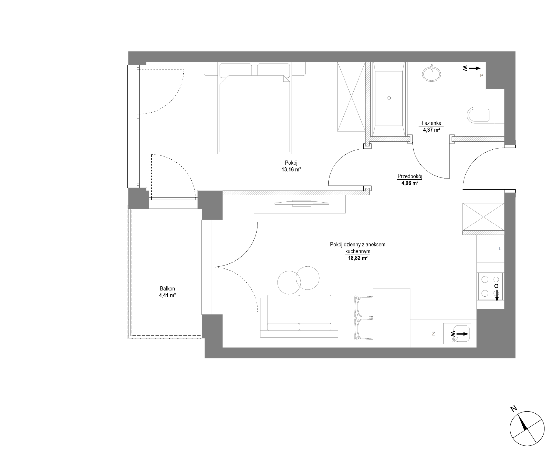 Plan 2 pok. 40m²