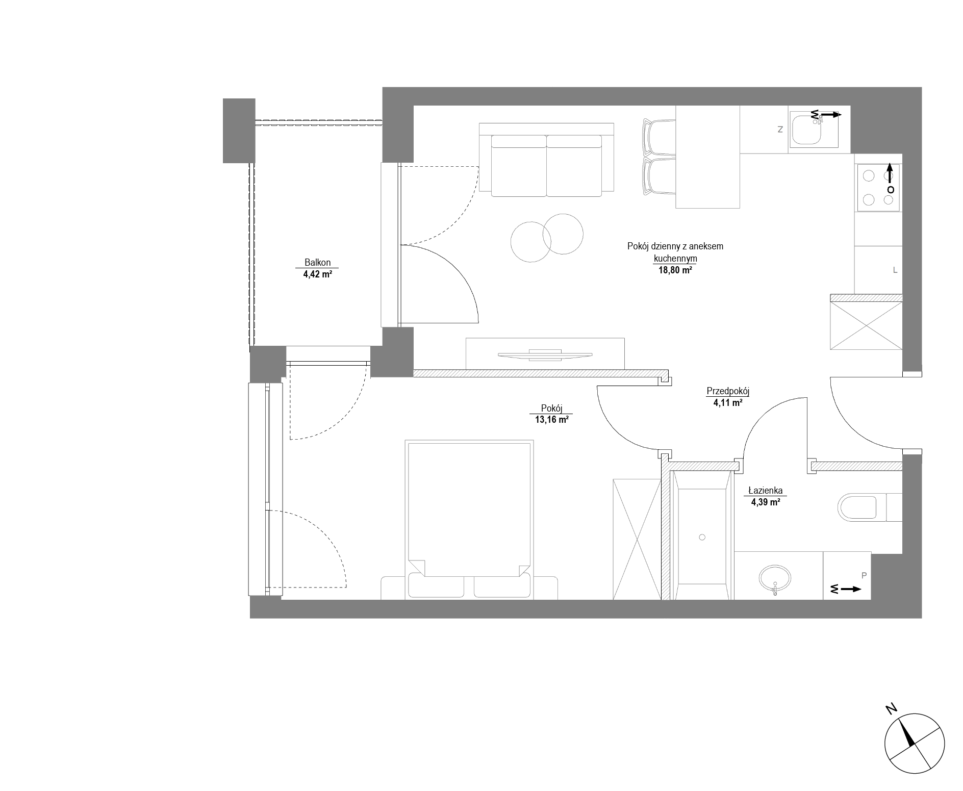 Plan 2 pok. 40m²