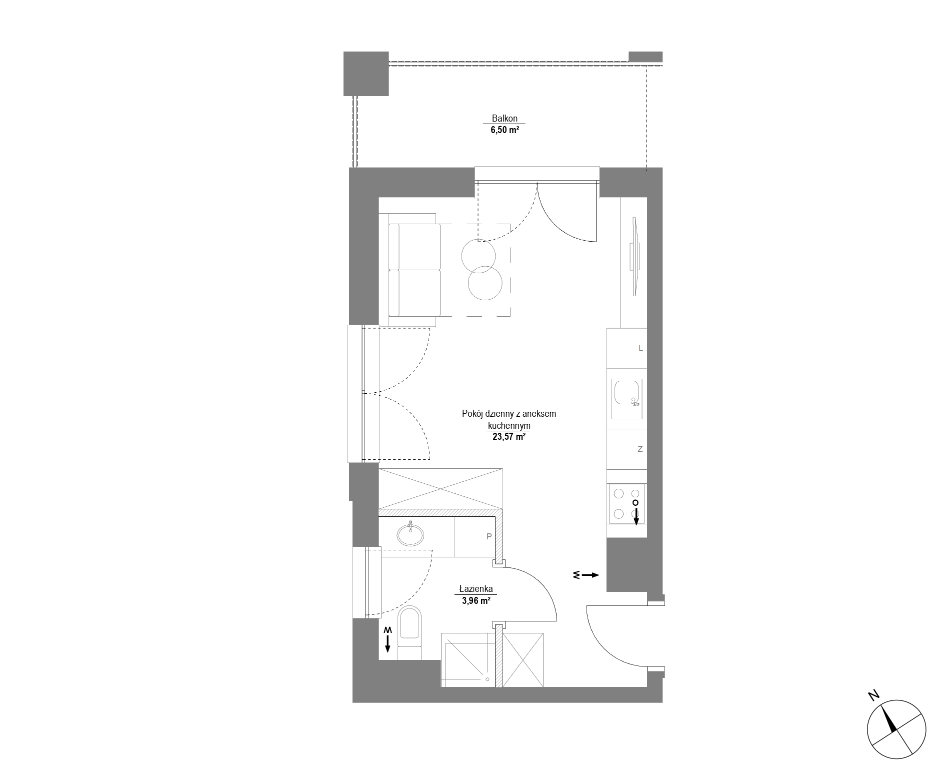Plan 1 pok. 28m²