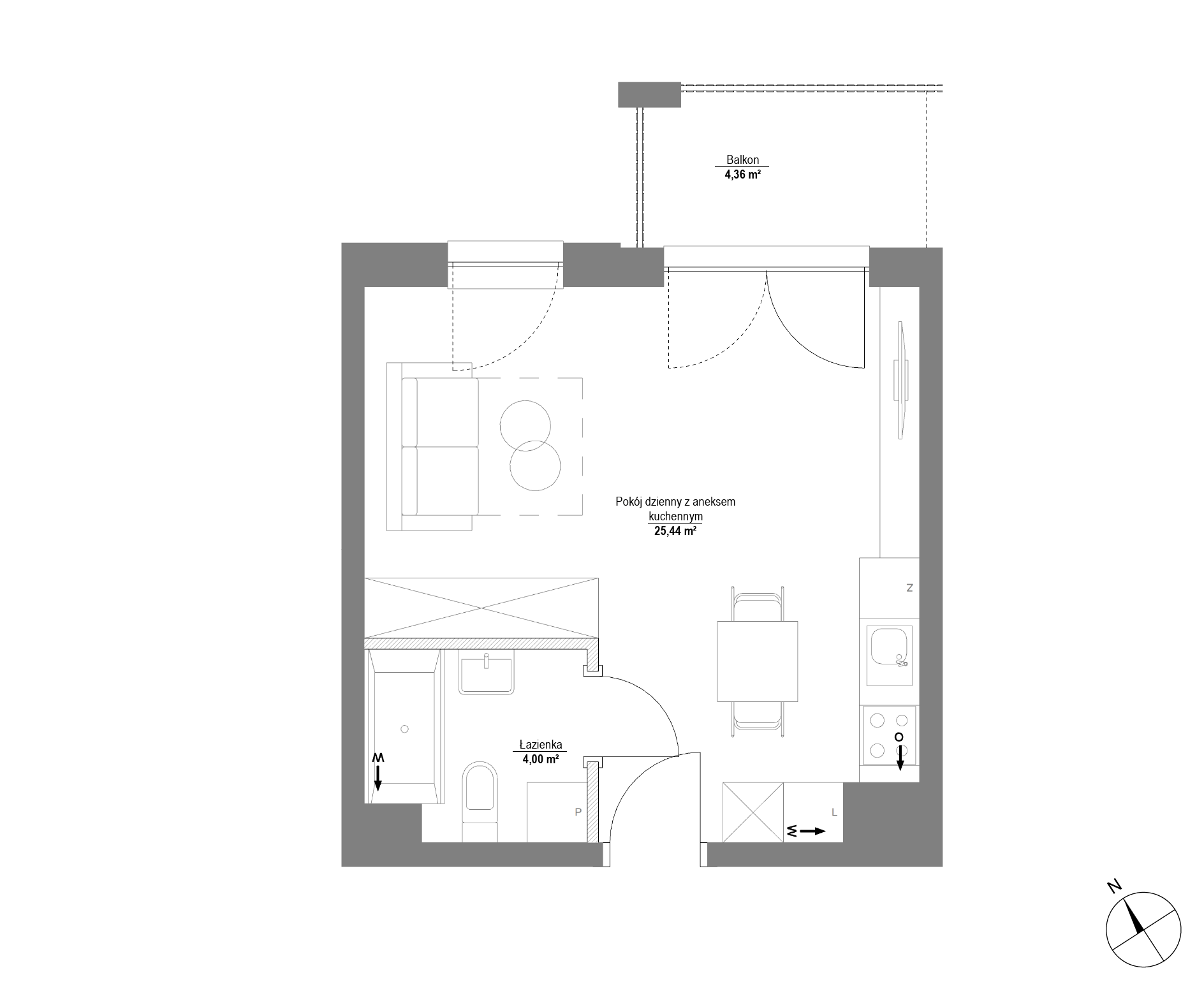 Plan 1 pok. 29m²