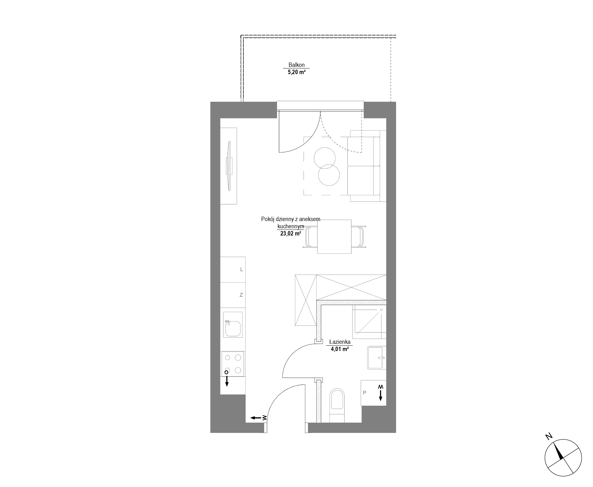 Plan 1 pok. 27m²